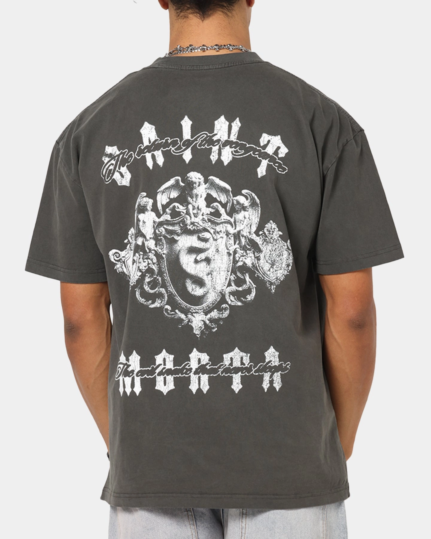 High Density Knit Holiday Style Trend Saint Morta Sleepless Boxy T-Shirt Black Wash
