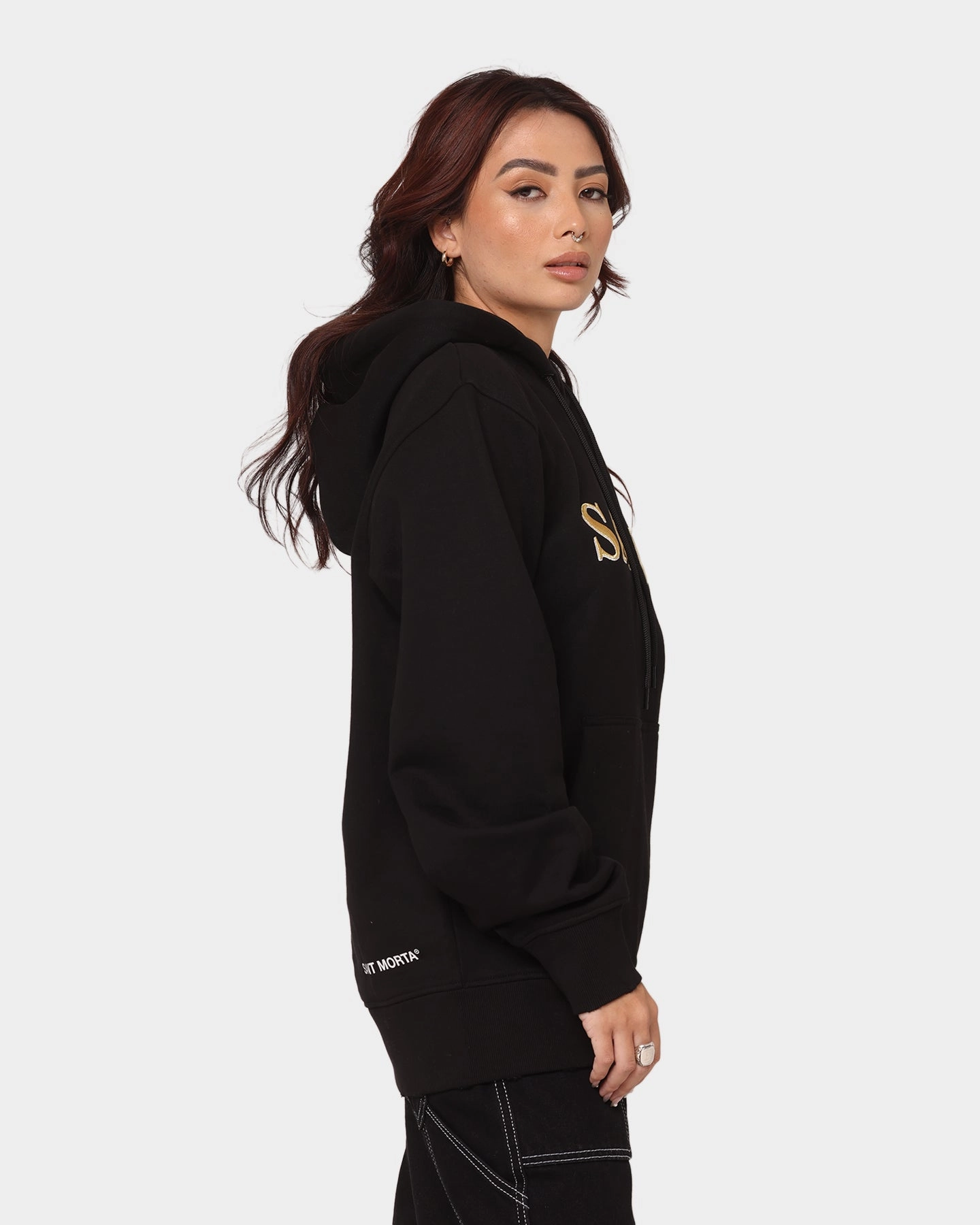 QuickAccessPockets Fashion Ease Saint Morta Society Hoodie Black/Gold