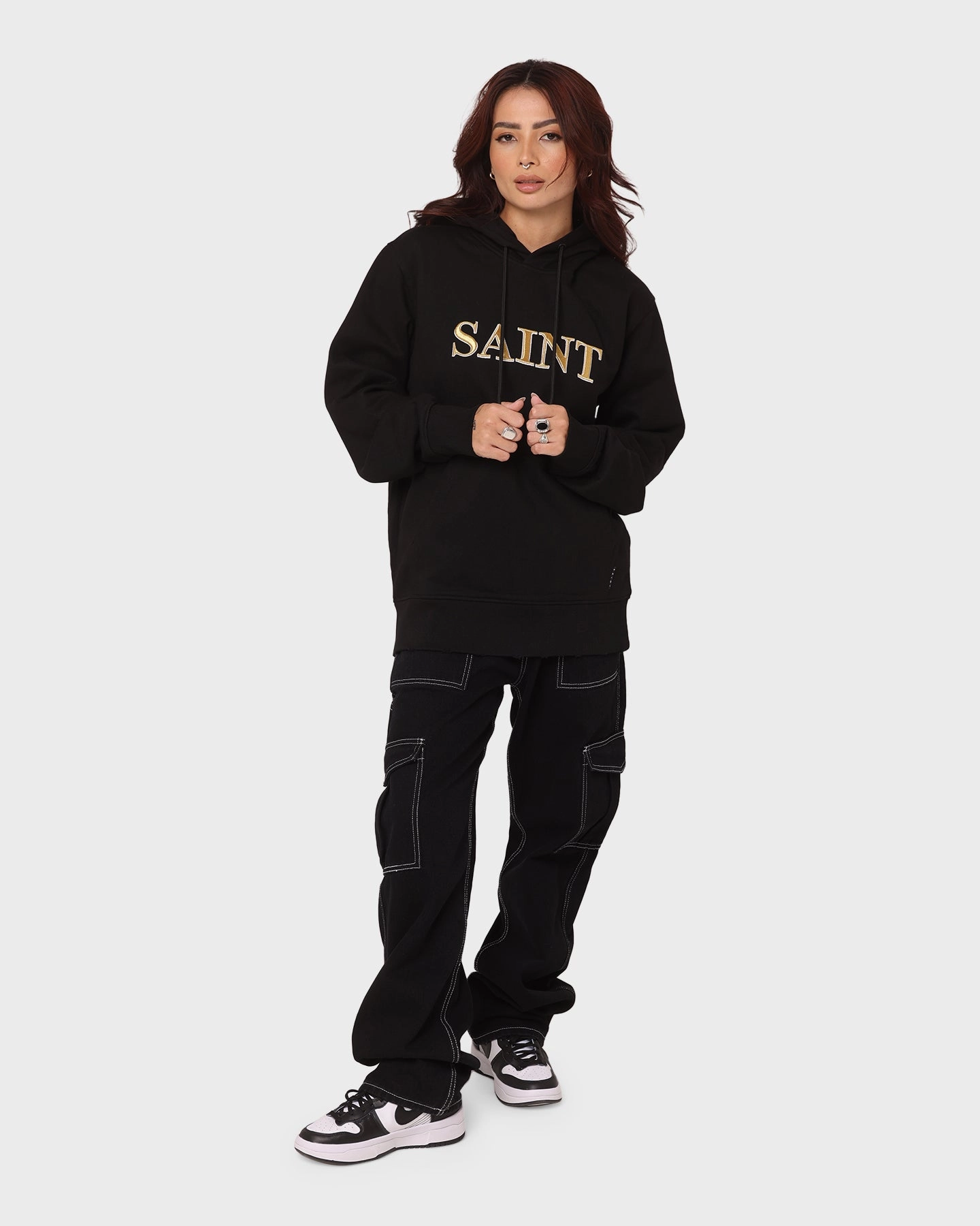 Protective Comfort Convertible Collar Saint Morta Society Hoodie Black/Gold