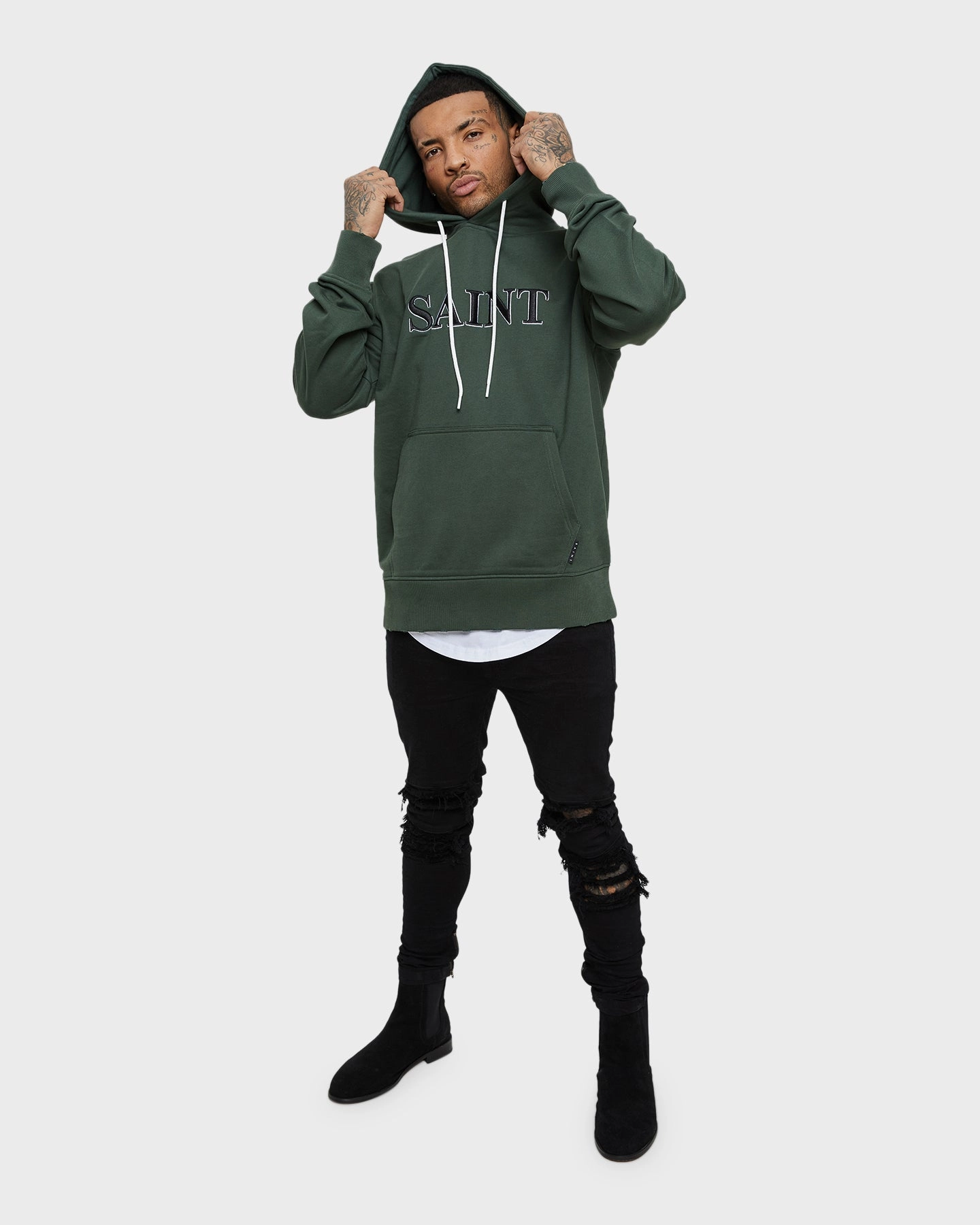 Saint Morta Society Hoodie Dark Green Foldable Collar NoiseReduced Closure System