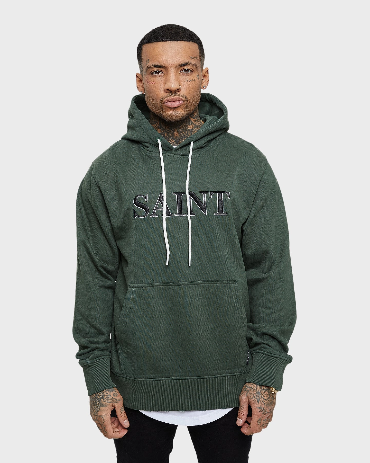 Saint Morta Society Hoodie Dark Green Plan Ergonomic Shoulder Design