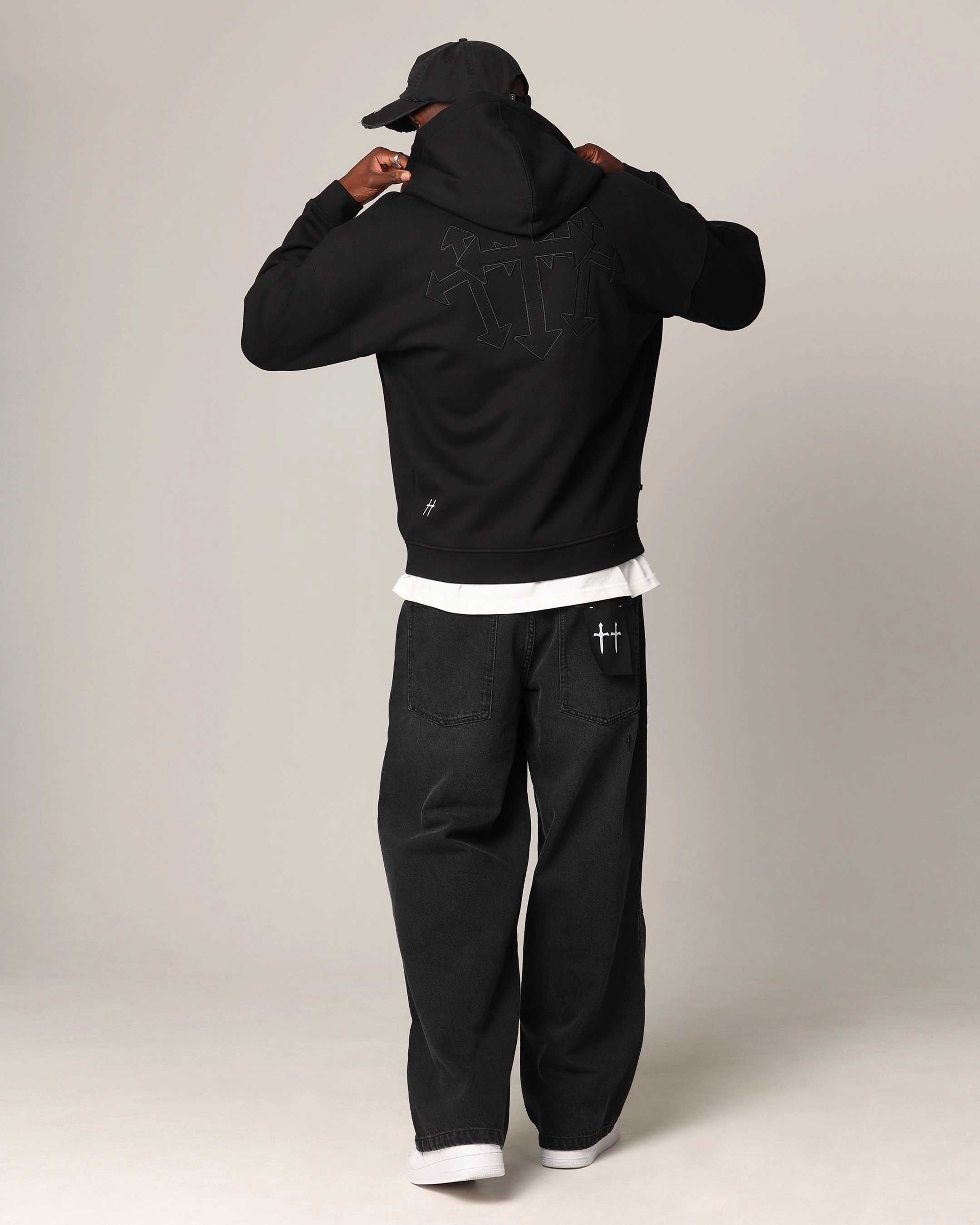 Recycled Polyester Algorithm Saint Morta Sorrows Zip Hoodie Black