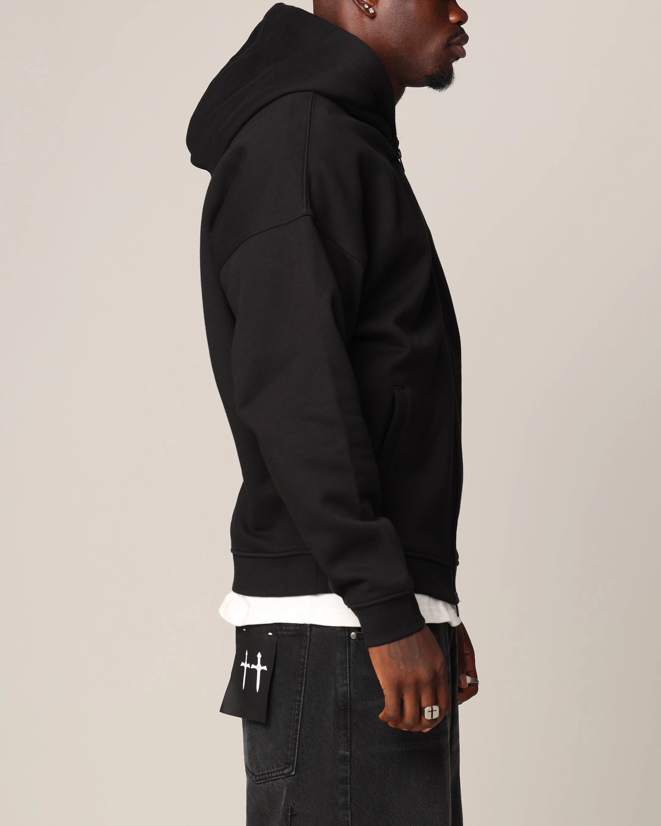 YKK Zipper Hardware Saint Morta Sorrows Zip Hoodie Black