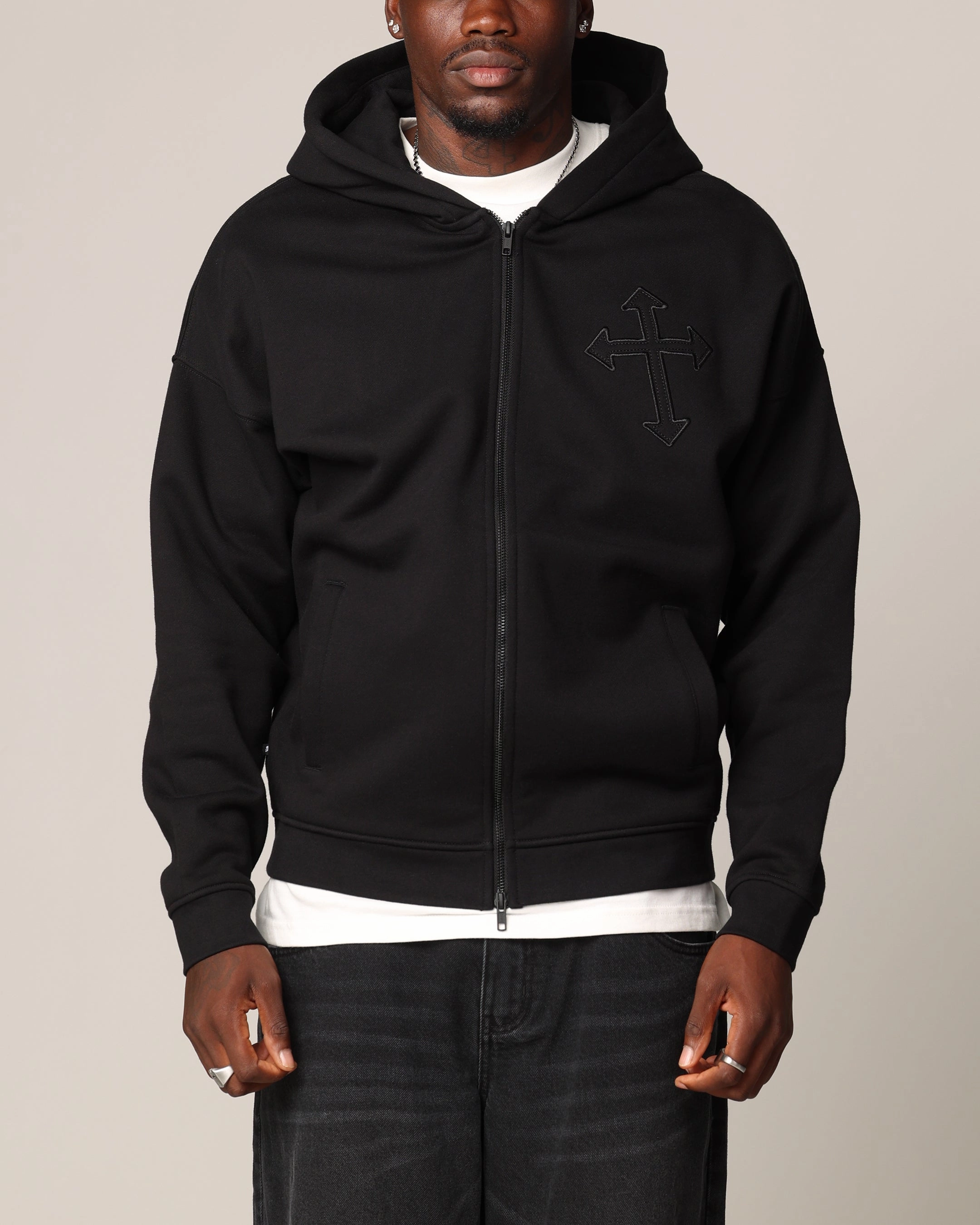 Saint Morta Sorrows Zip Hoodie Black Clean Cut