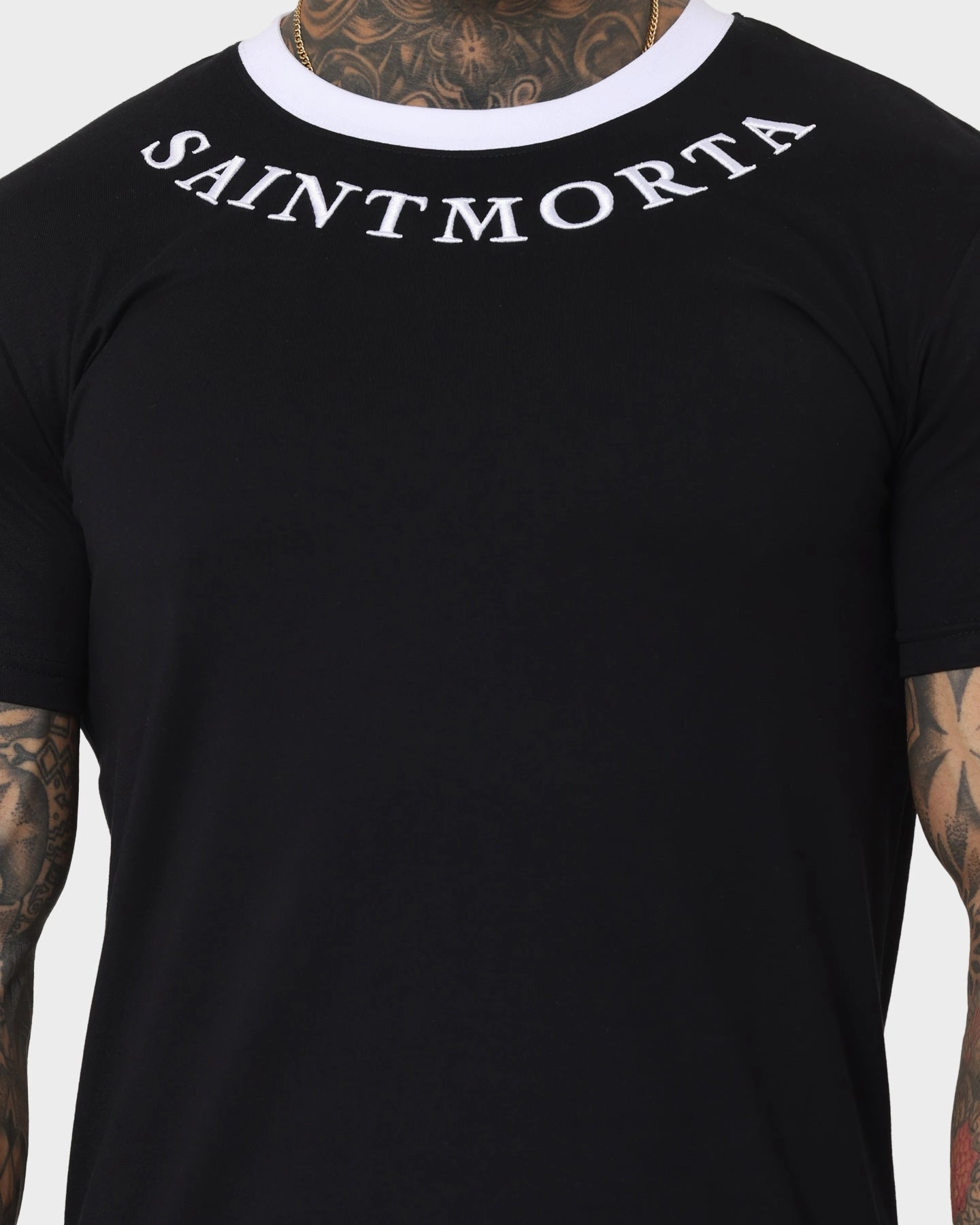 Saint Morta Sparta T-Shirt Black/White Seam Free Shoulders Chilly Wear