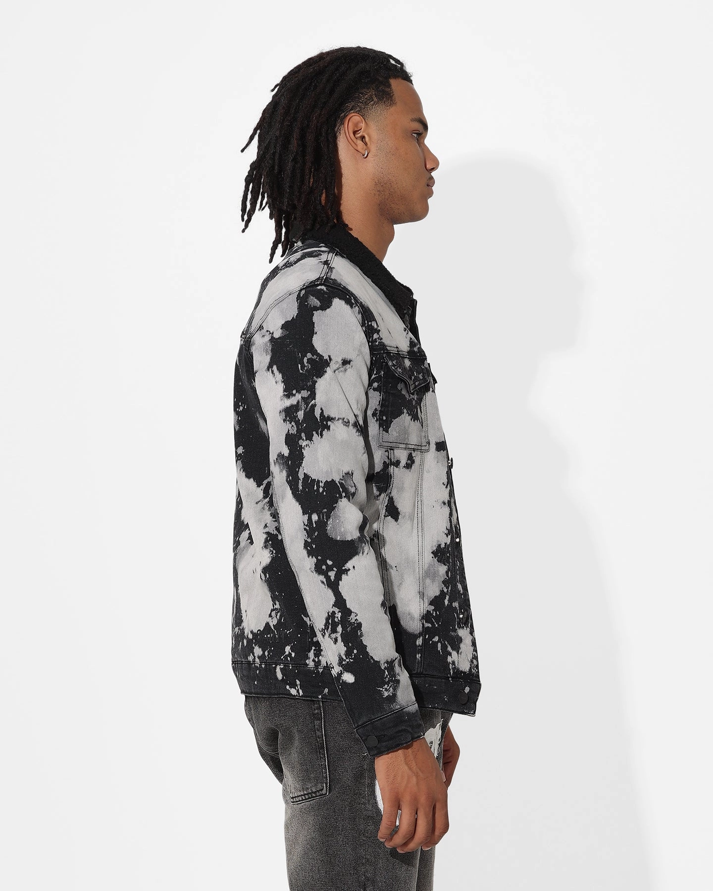 Saint Morta Splat Sherpa Jacket Black/Grey Record Neutral Style