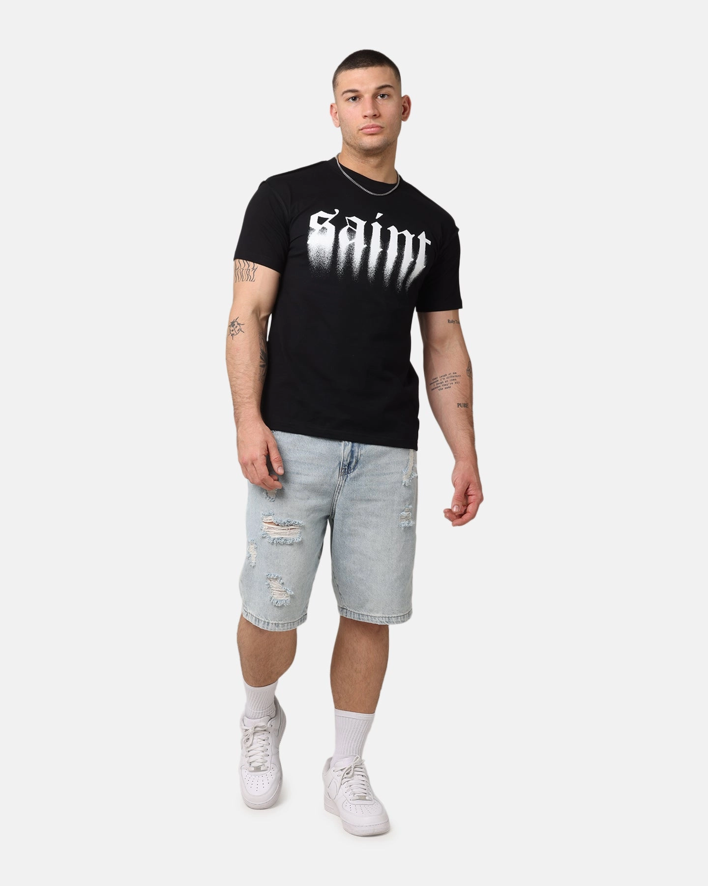 Saint Morta Spray Lafayette T-Shirt Black PreShrunkCotton Sporty and Stylish