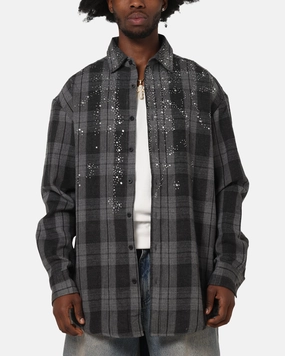 Soft Touch hypoallergenic Saint Morta Spray Long Sleeve Flannel Shirt Grey