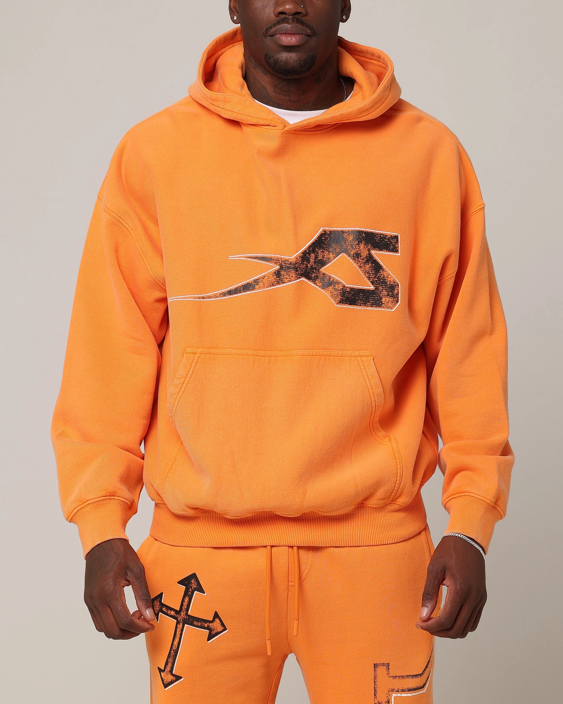 Saint Morta SSIX Vintage Hoodie Orange DropShoulder