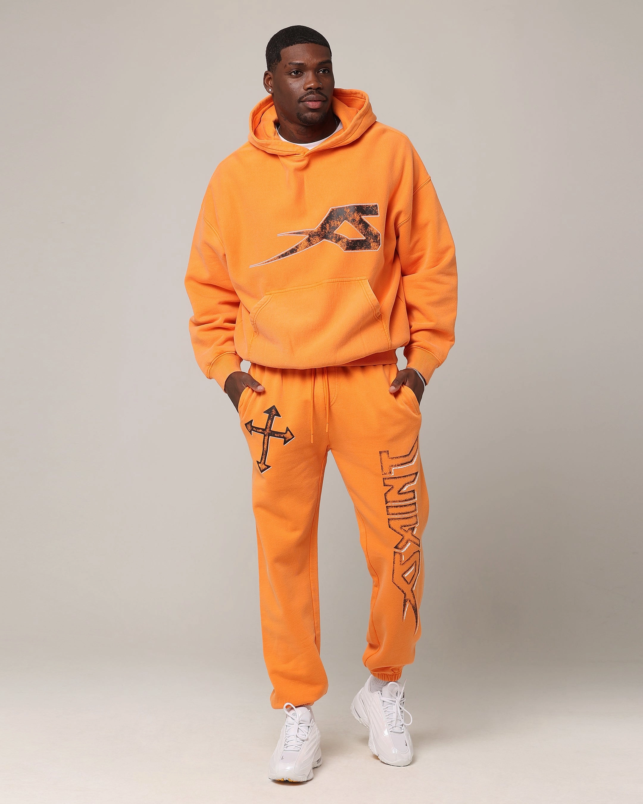 Fast Wear Hooded Storage Compartment Saint Morta SSIX Vintage Hoodie Orange