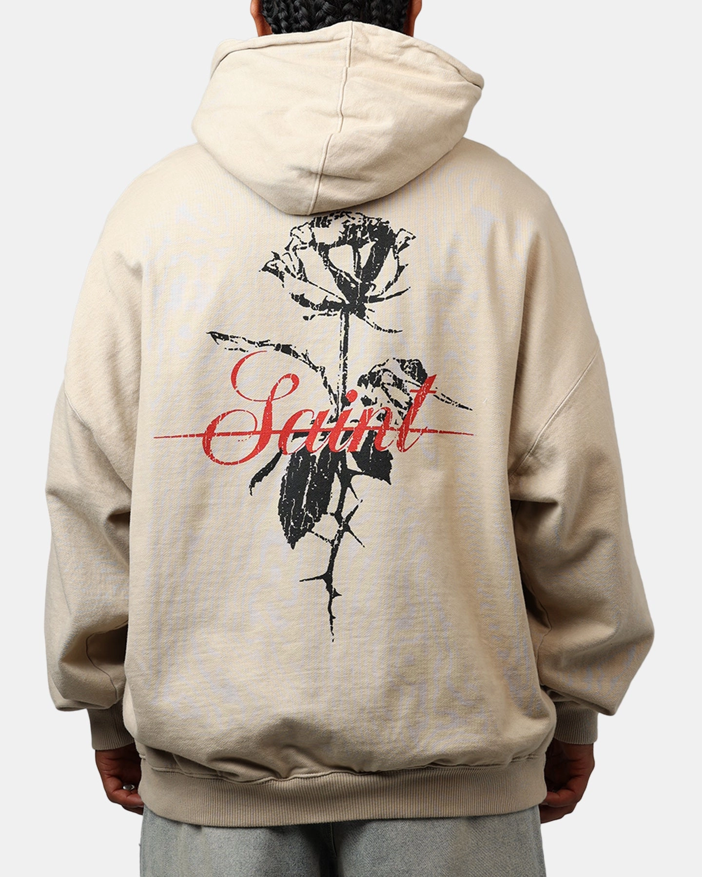 Saint Morta St Valentines Boxy Hoodie Stone Luxury Quilted Lining