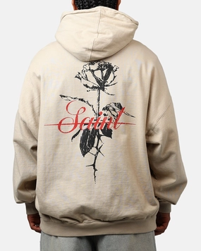 Saint Morta St Valentines Boxy Hoodie Stone Luxury Quilted Lining