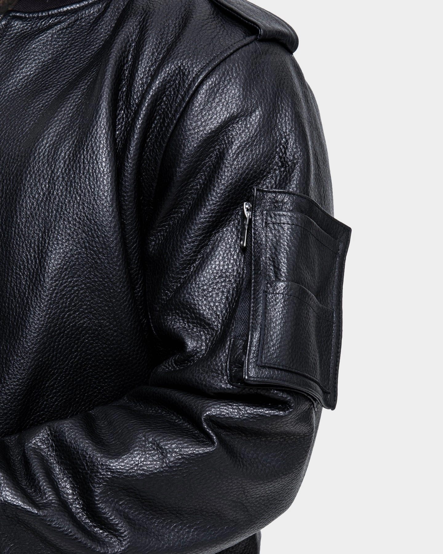 muted shades Saint Morta Staten Leather Bomber Jacket Black