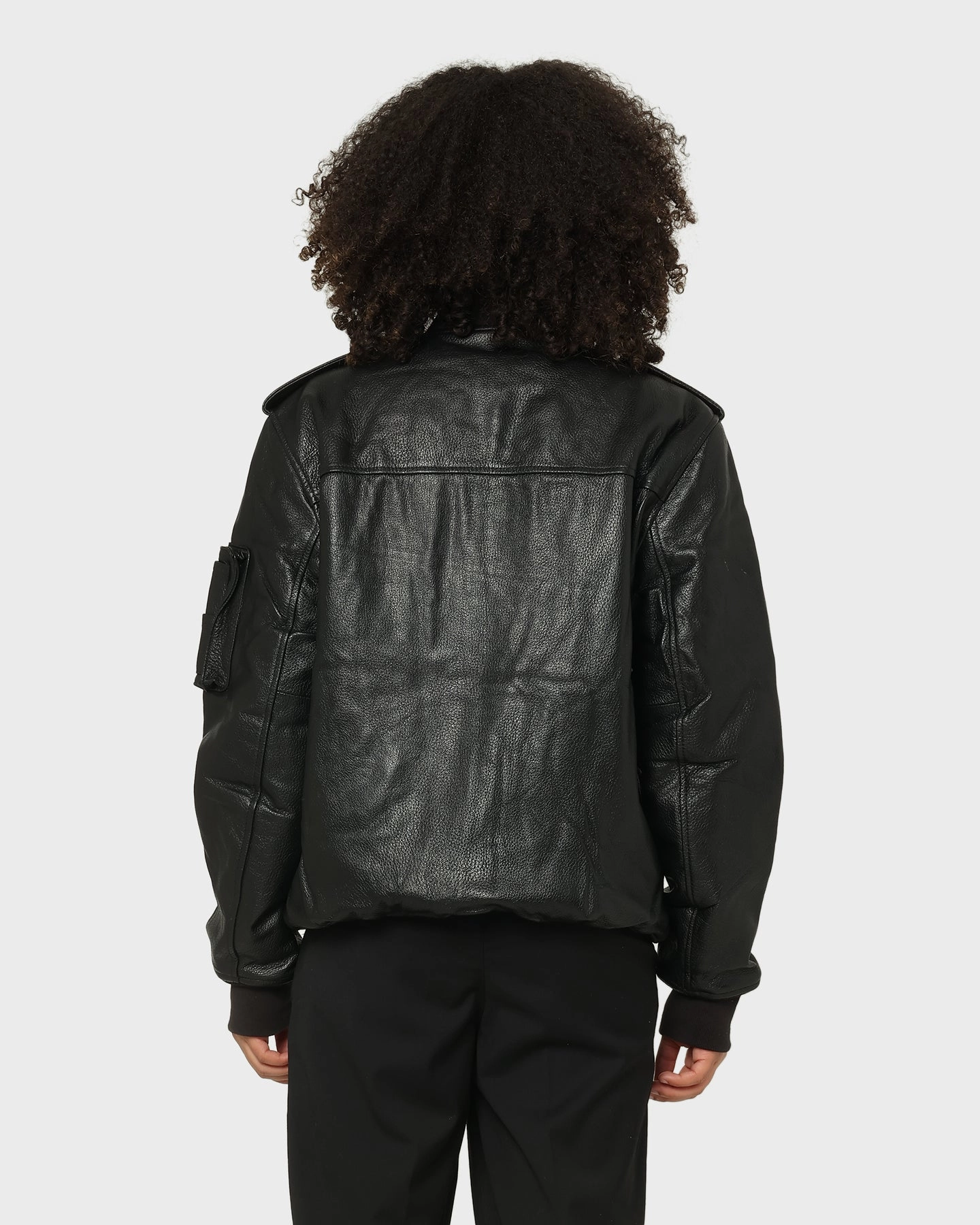 Saint Morta Staten Leather Bomber Jacket Black birthday
