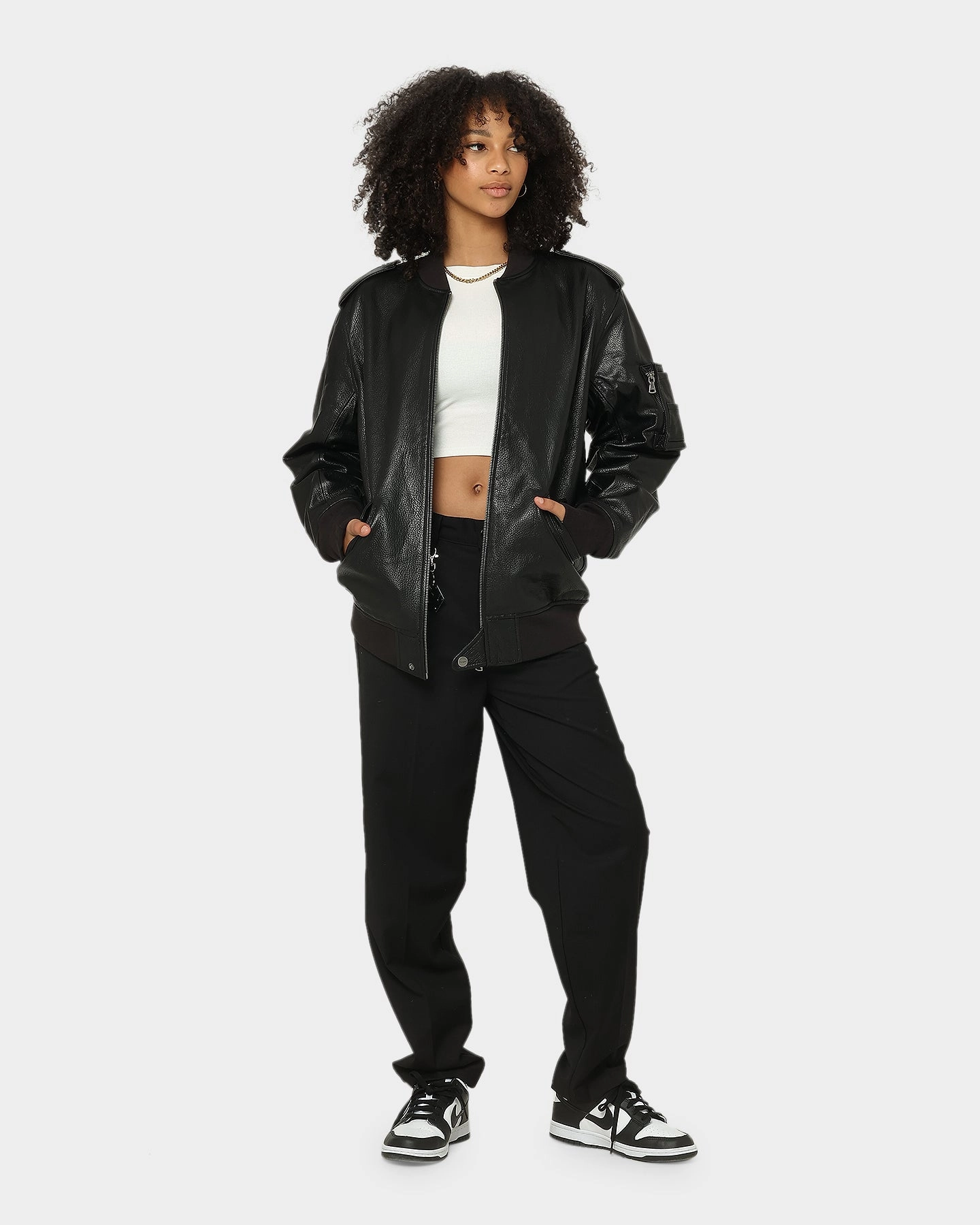 QuickDry Moisture Wicking Saint Morta Staten Leather Bomber Jacket Black