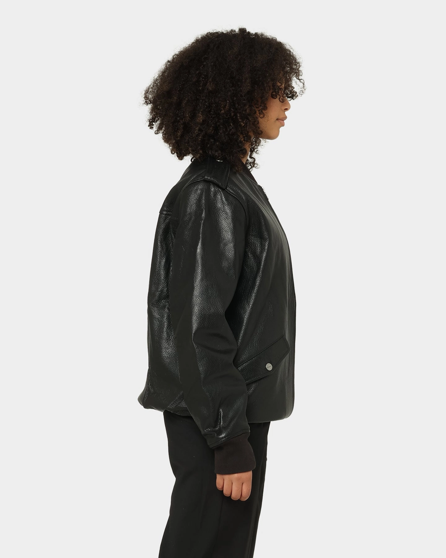 Saint Morta Staten Leather Bomber Jacket Black student
