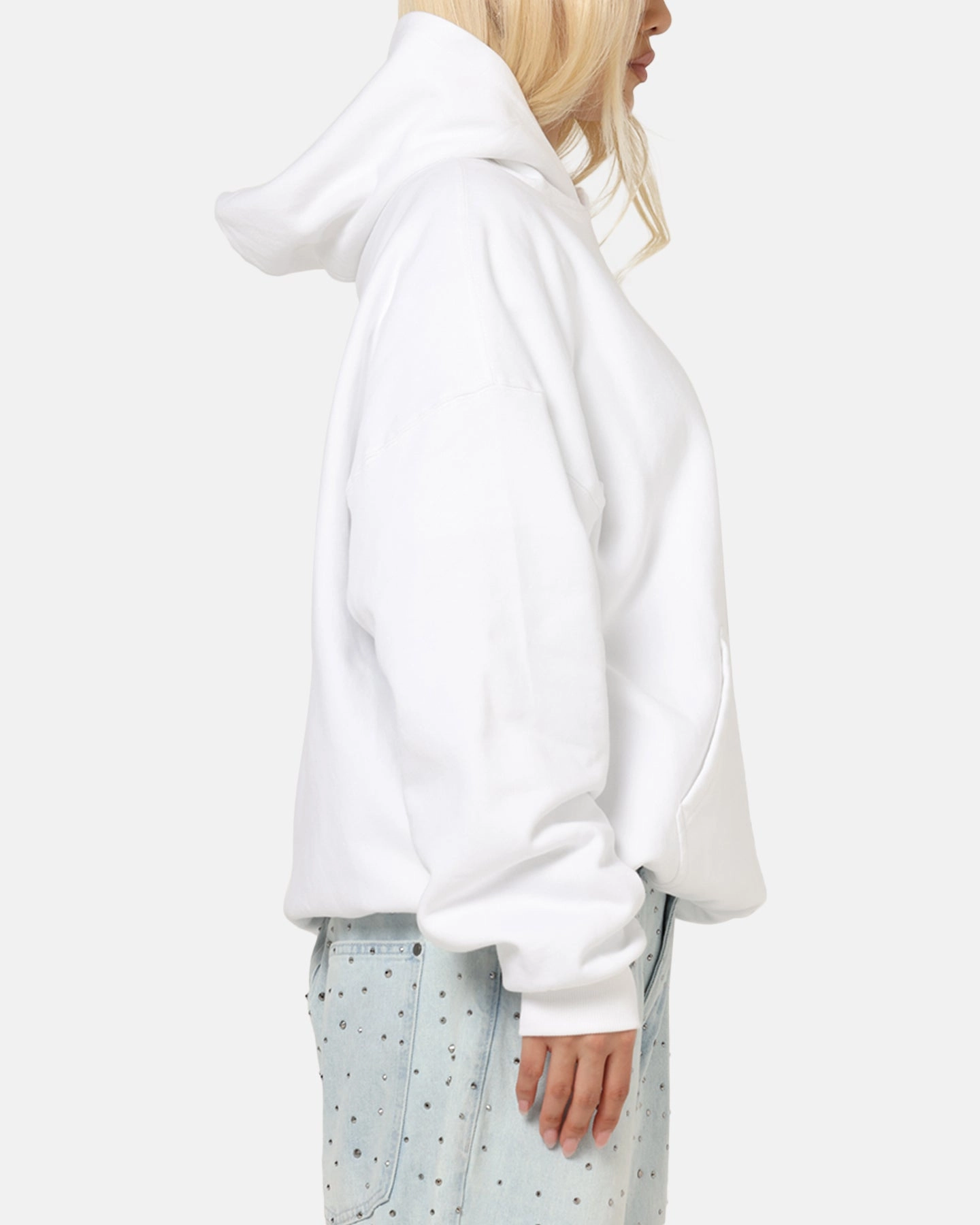 Saint Morta Studios Boxy Hoodie White HydrationCompatible Pocket Polyester