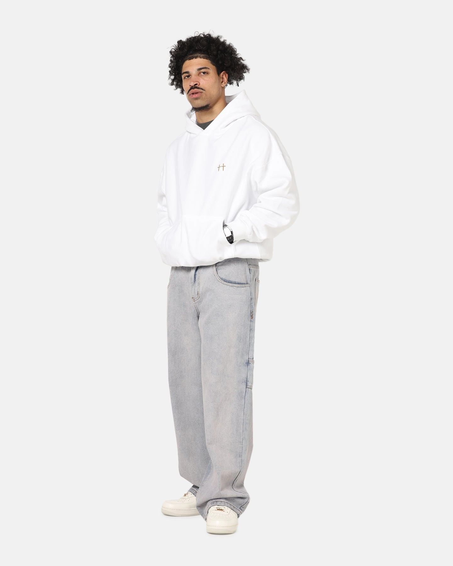 short - distance transportation Non Slip Inner Layer Saint Morta Studios Boxy Hoodie White