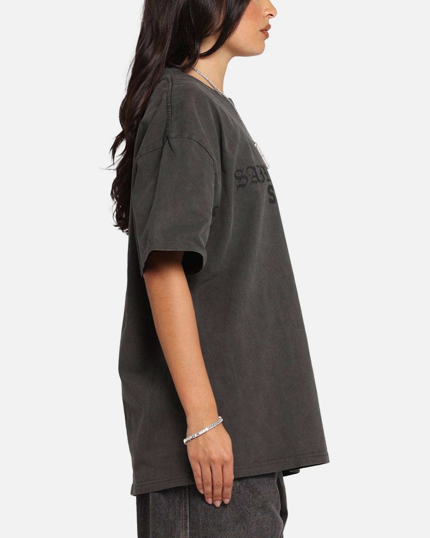 Saint Morta Studios Boxy T-Shirt Black Wash Circular Knit Design
