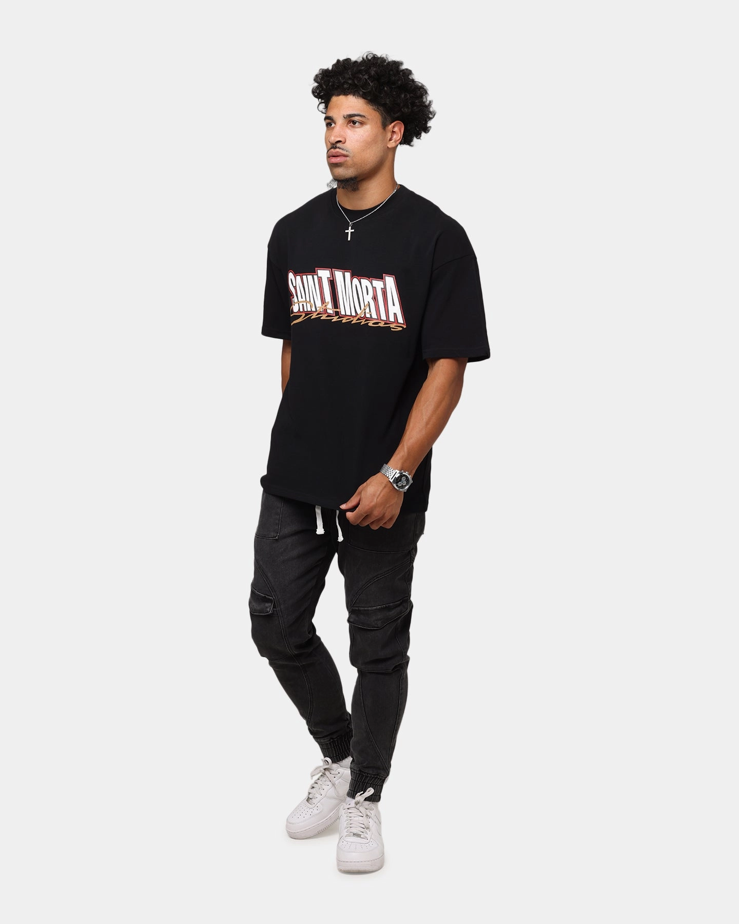 Comfy Touch Saint Morta Studios Drop Shoulder T-Shirt Black