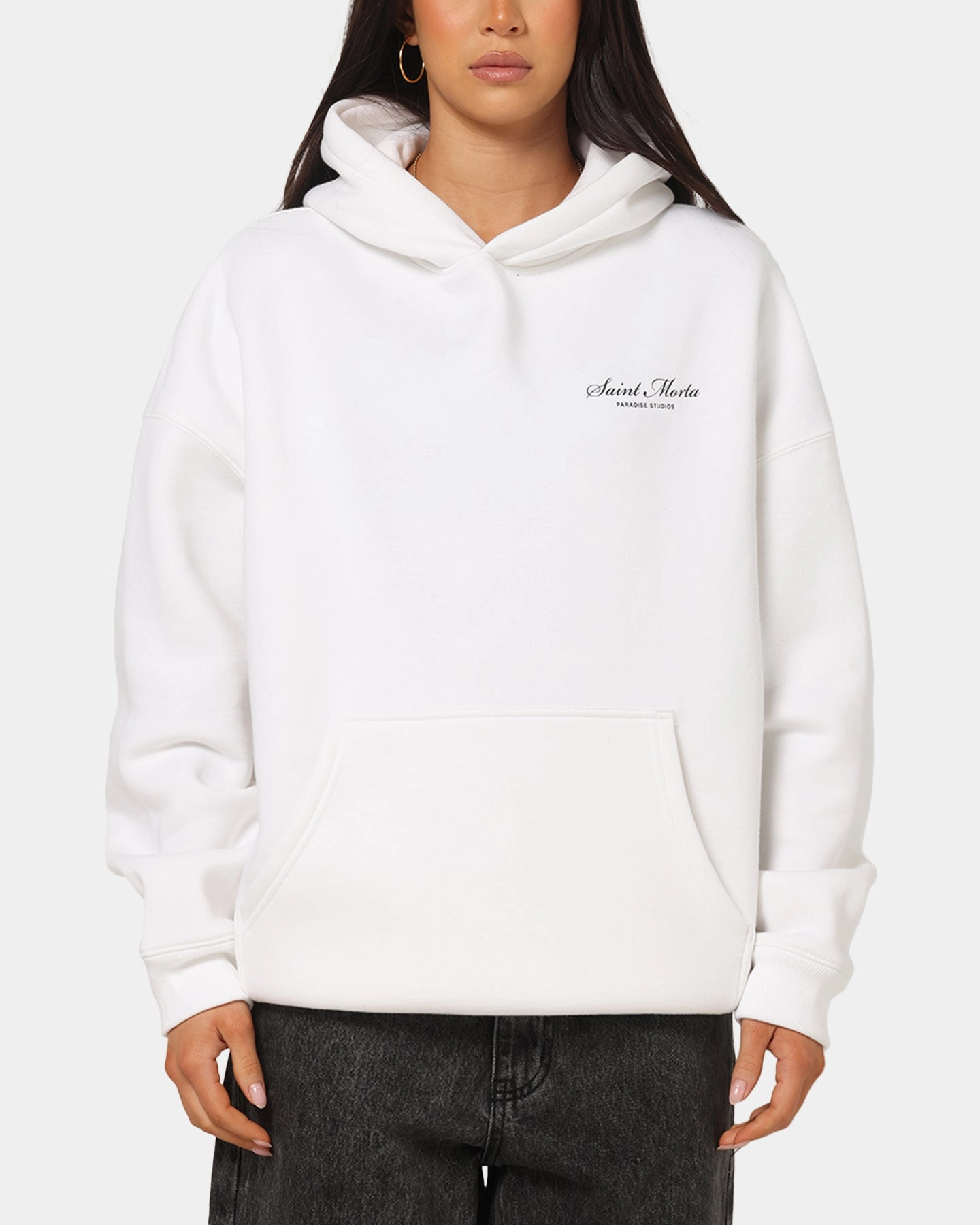Expose Saint Morta Studios Logo Boxy Hoodie White