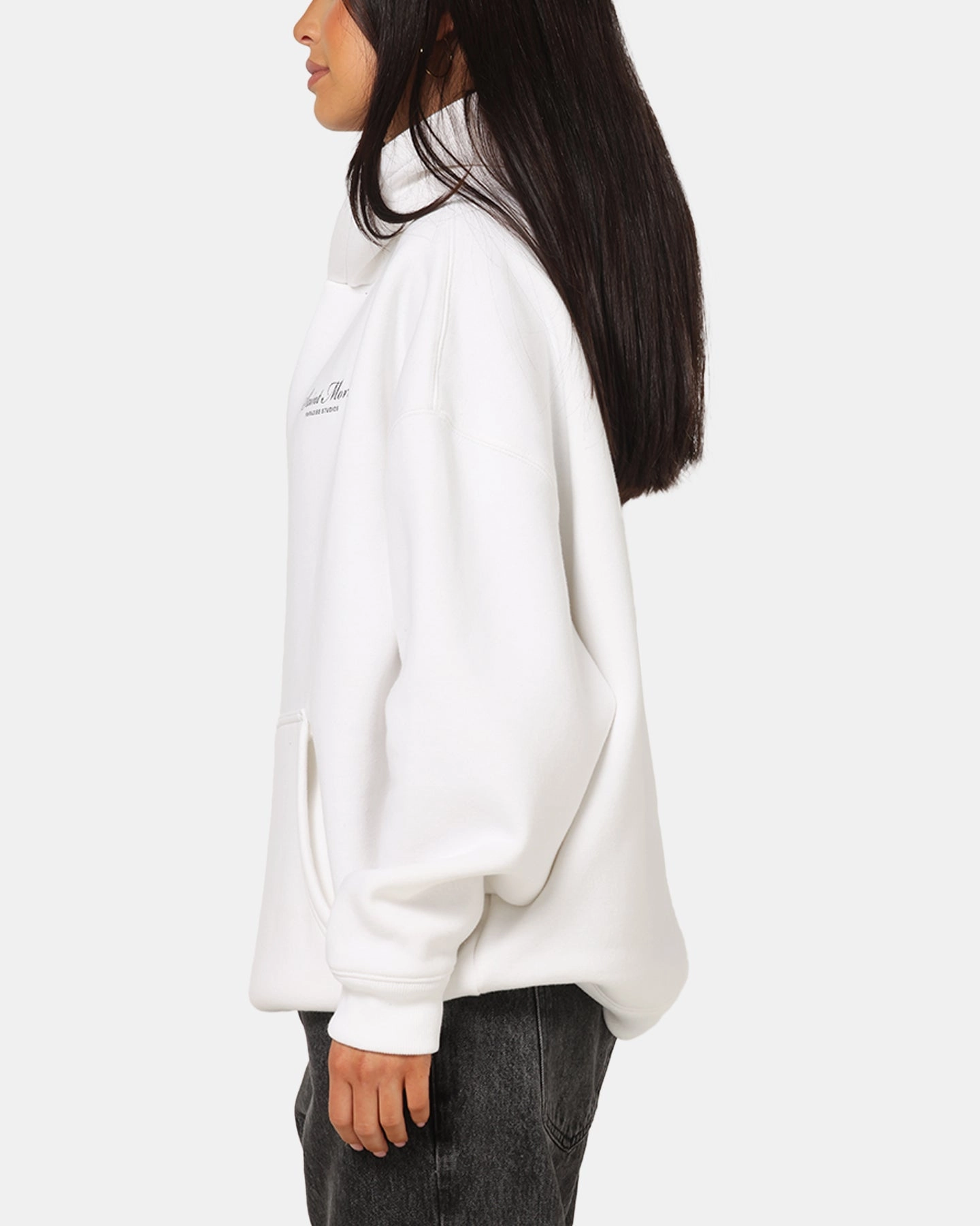 Light Shell Saint Morta Studios Logo Boxy Hoodie White