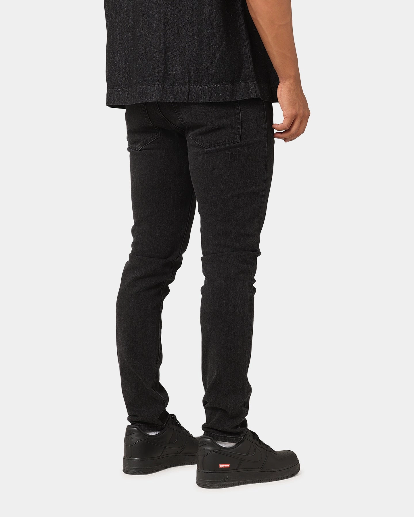 Saint Morta Tapered Denim Jeans Washed Black Smooth Comfort Button Fly Option