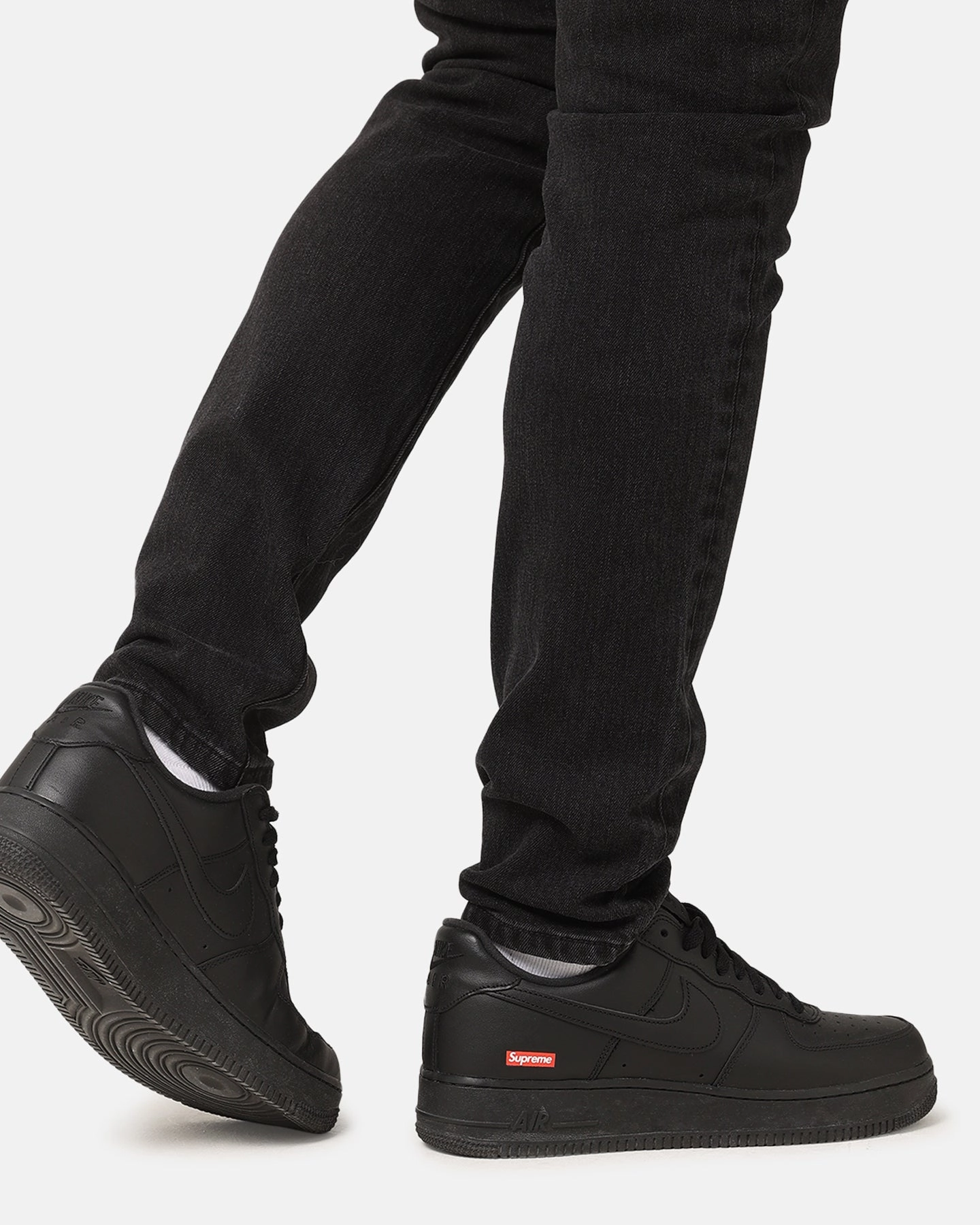 Saint Morta Tapered Denim Jeans Washed Black Street Fashion Breathable