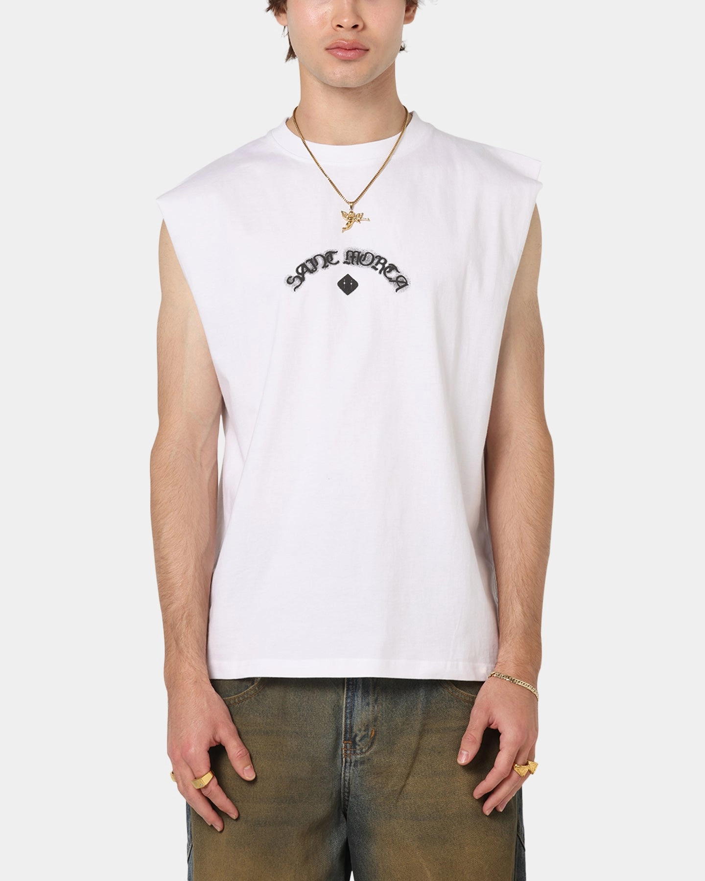 Saint Morta The Return Oversized Muscle T-Shirt White Quick Drying
