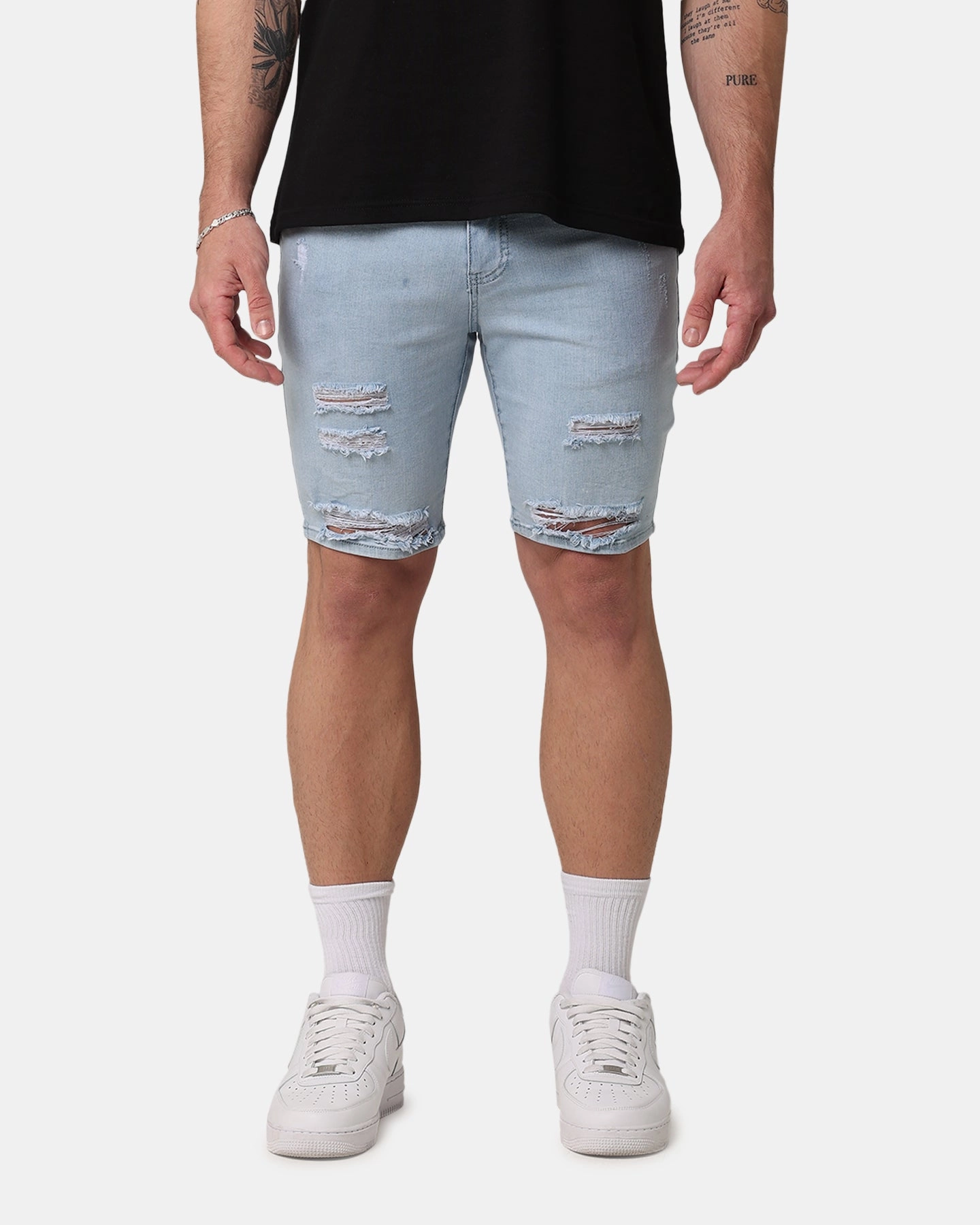 Saint Morta Thrashed Shorts Pale Blue Organic Cotton Anti Chafe Seamless