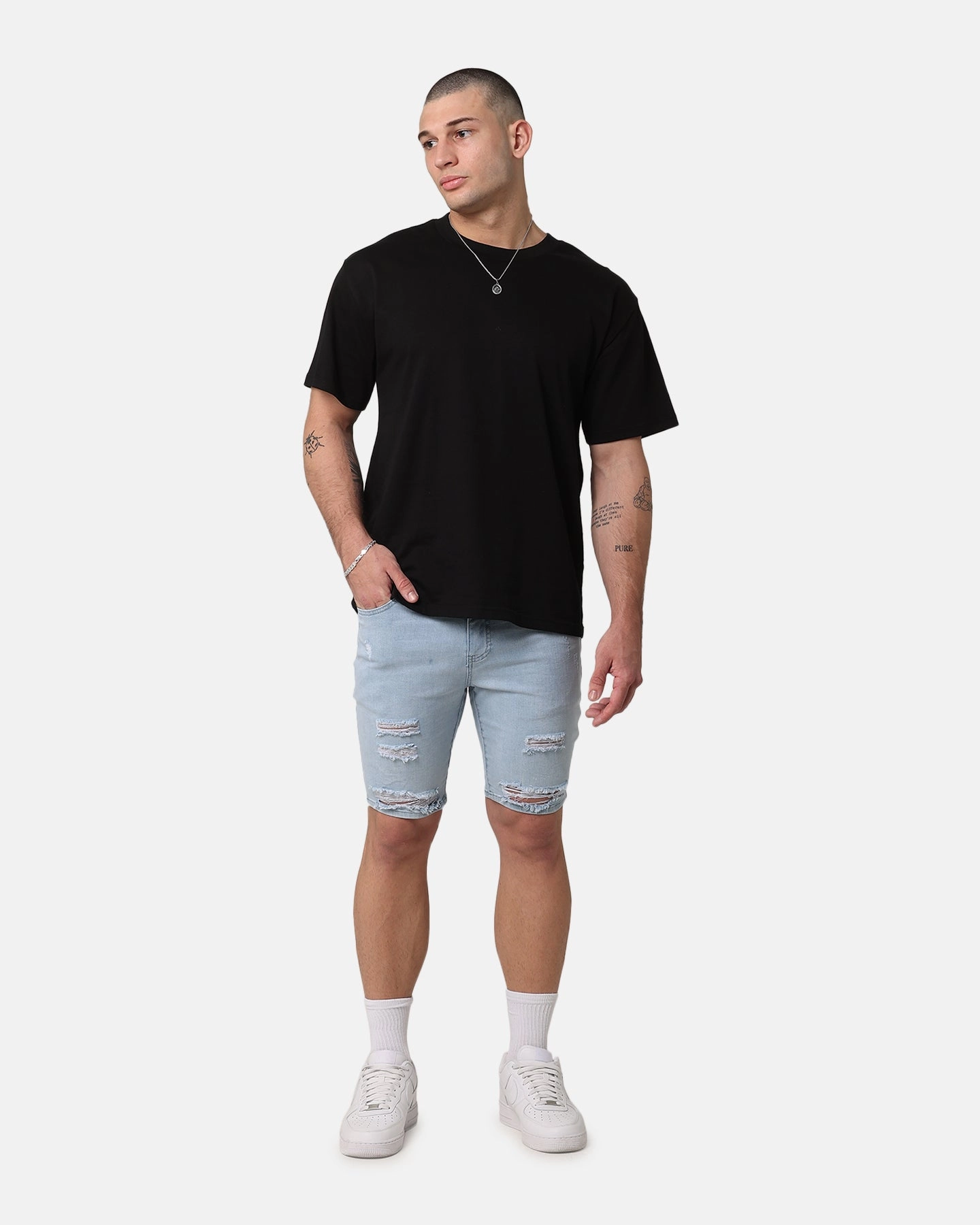 tie-dye look low - rise Saint Morta Thrashed Shorts Pale Blue