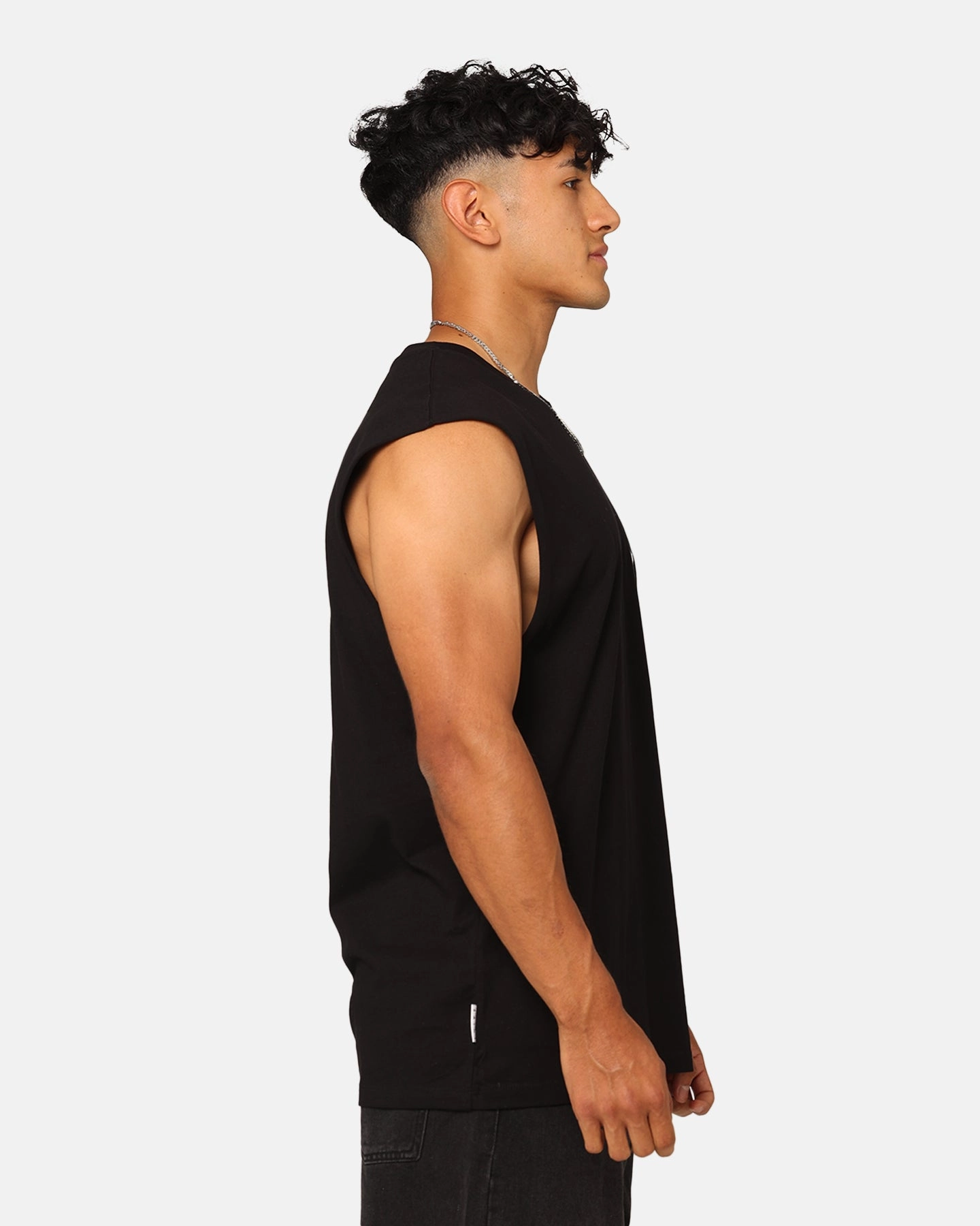 Saint Morta Tribe Oversized Muscle T-Shirt Black Side Vent Design