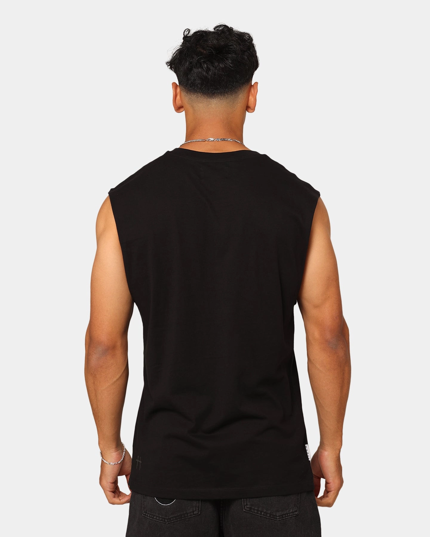 Saint Morta Tribe Oversized Muscle T-Shirt Black Yarn Dyed Fabric