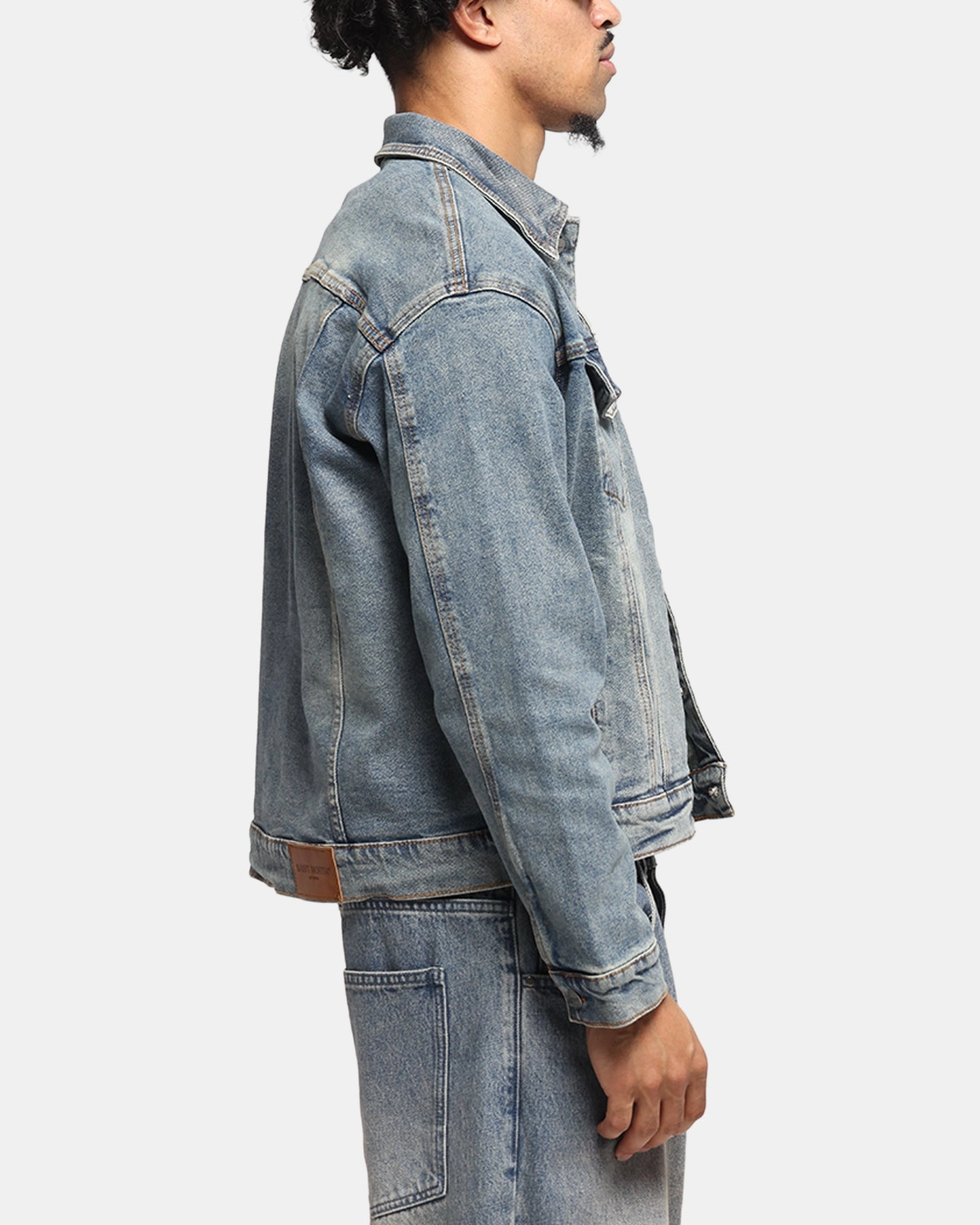 Saint Morta Trucker Denim Jacket Dirty Denim White