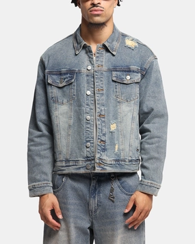 Saint Morta Trucker Denim Jacket Dirty Denim Anti Snag Zipper Pulls Machine-washable