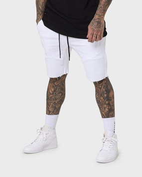 Quick Dry Technology Saint Morta United Distressed Biker Shorts White