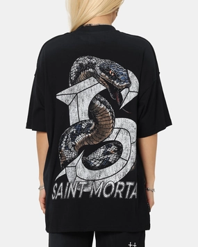 Saint Morta Venom Boxy T-Shirt Sunfade Black Slim Silhouette SeamlessConstruction