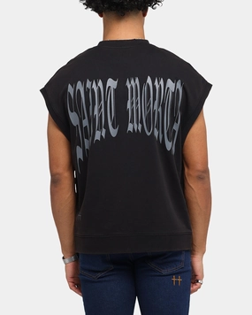 Saint Morta Vill Park Cut Off Sweater Vintage Black Beach Wear Light Casual Wear