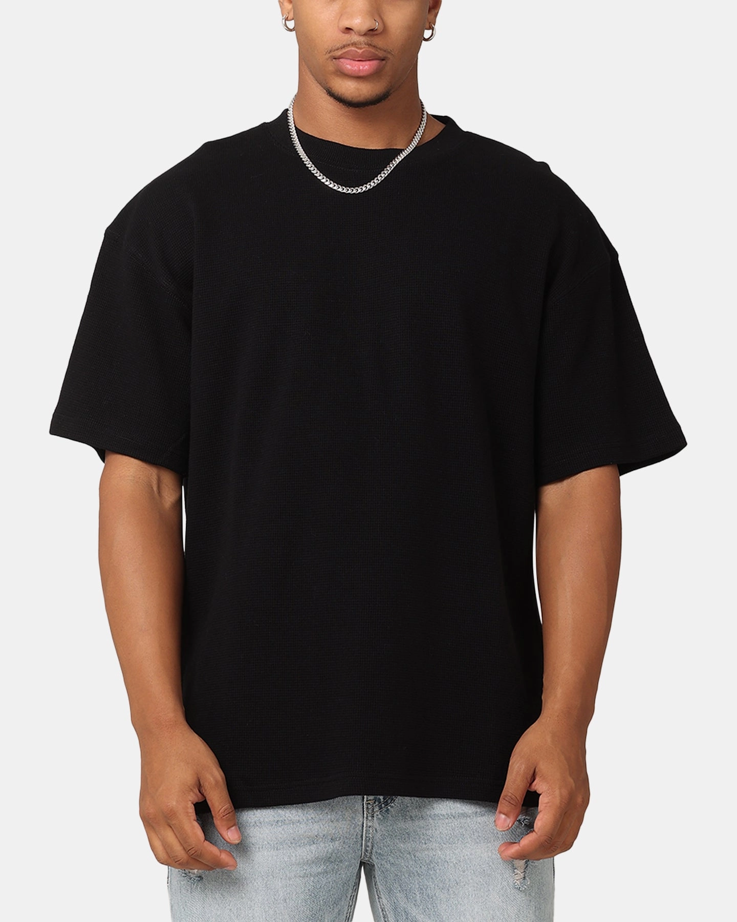 Relaxed fit style Moisture Control Fabric Saint Morta Waffle T-Shirt Black