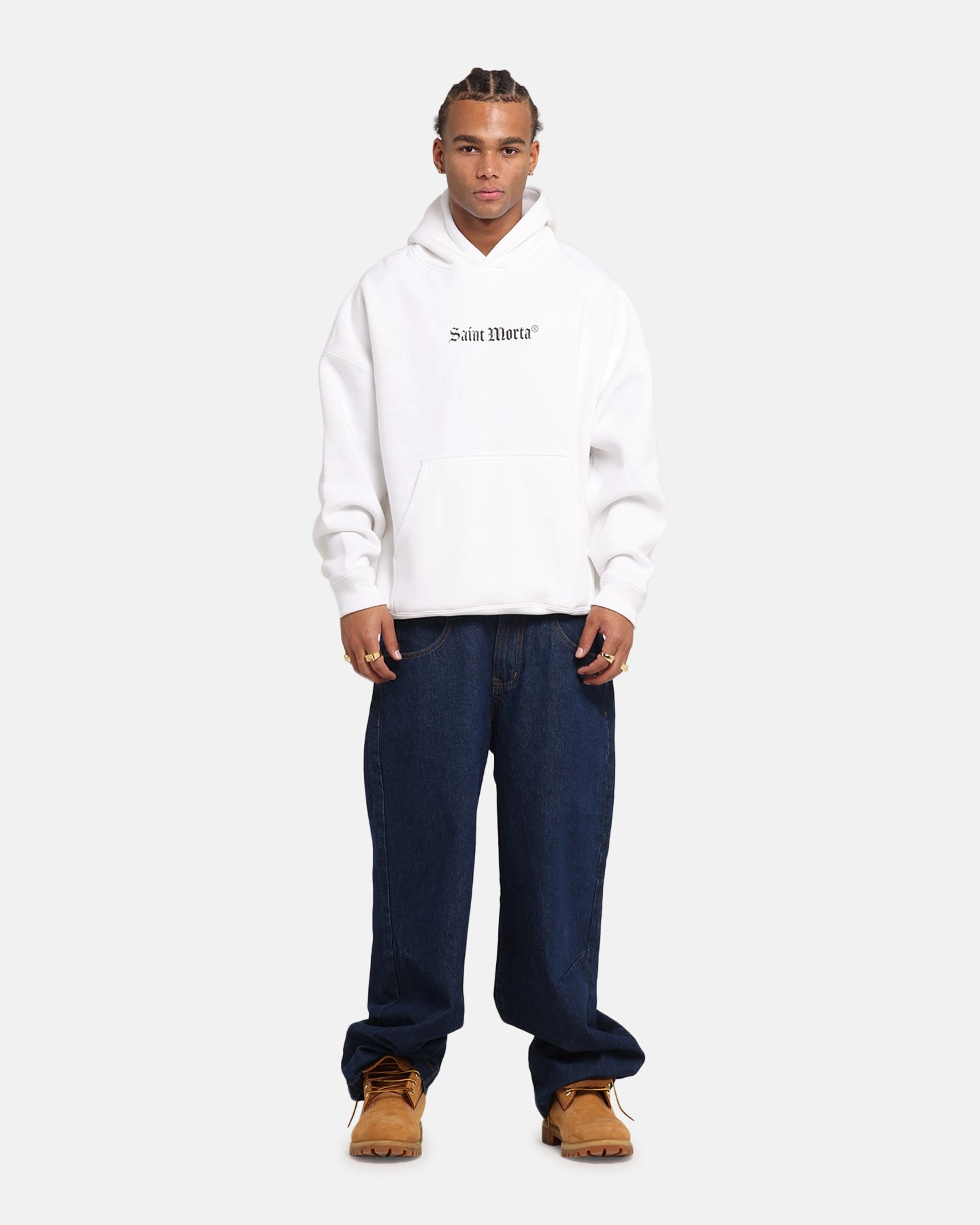 Remote - controlled Saint Morta Weiry Hearts Boxy Hoodie White