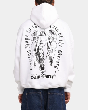 Saint Morta Weiry Hearts Boxy Hoodie White Cyber - secure Full Zip Front Closure