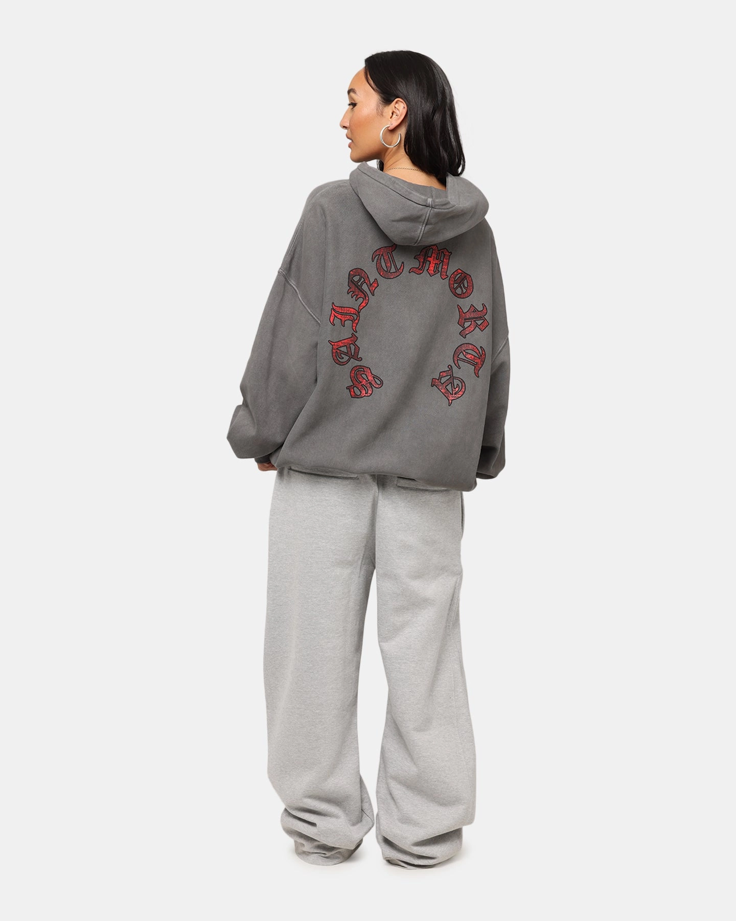 Suspenders Seamless construction Saint Morta Worldwide Boxy Hoodie Washed Charcoal