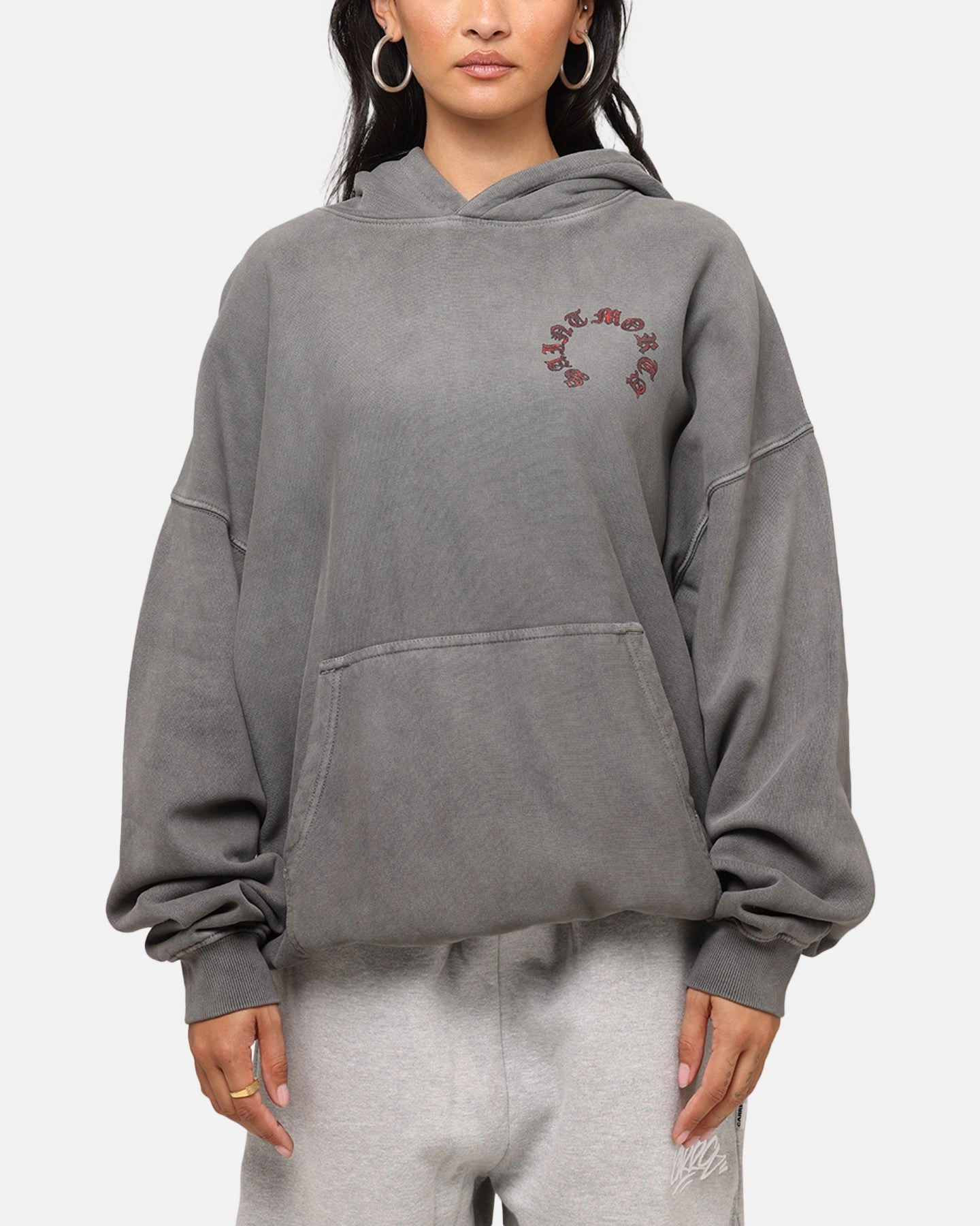 Saint Morta Worldwide Boxy Hoodie Washed Charcoal Active Fit