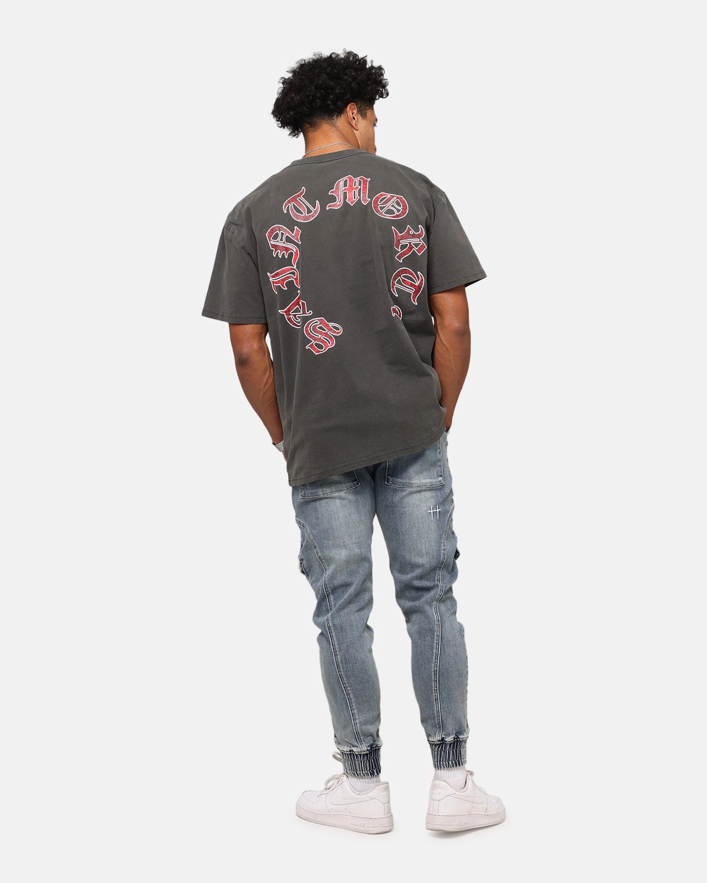 Saint Morta Worldwide Boxy T-Shirt Black Wash Minimal Look