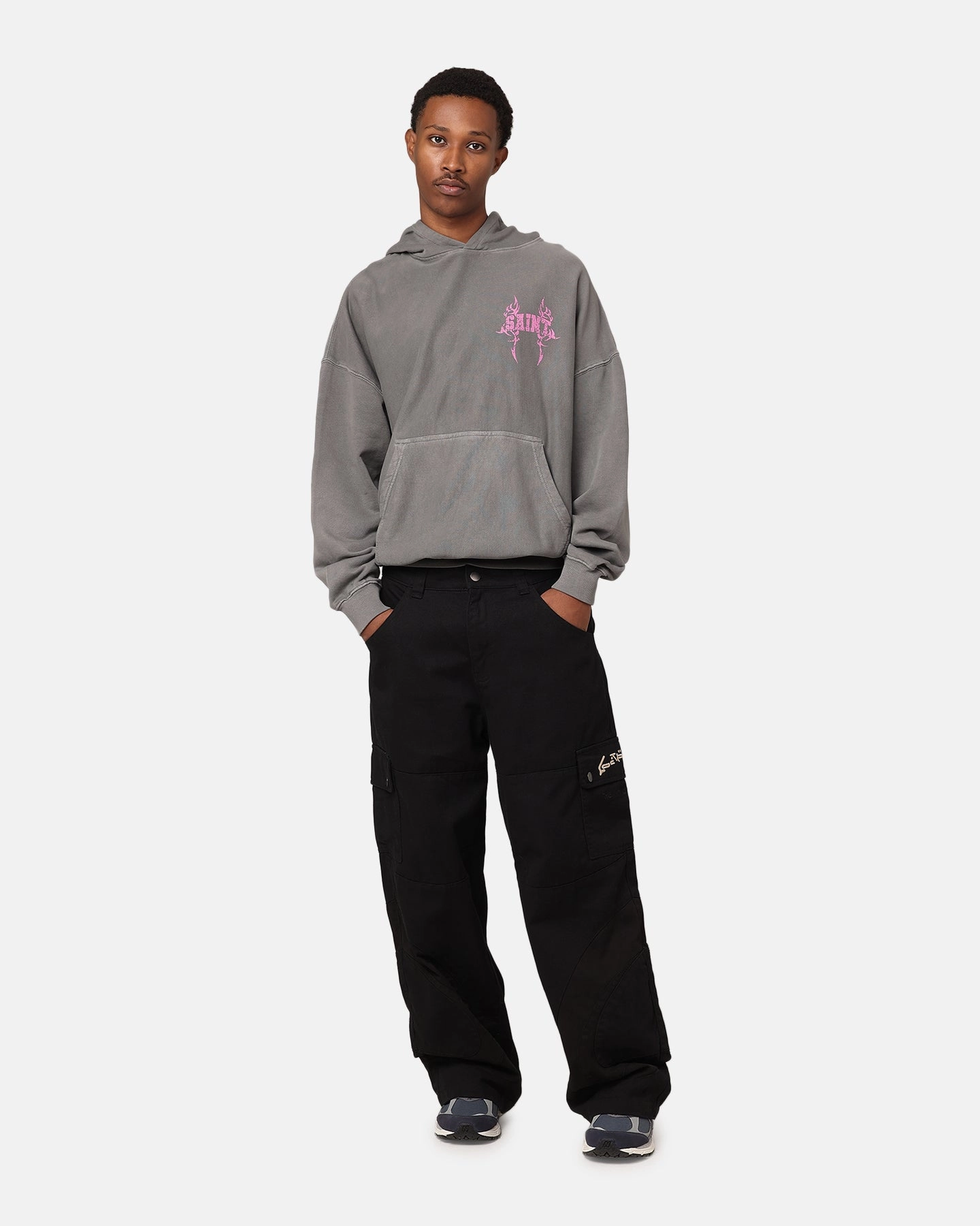 Ergonomic Fit Saint Morta Wraith Crucifix Hoodie Washed Charcoal