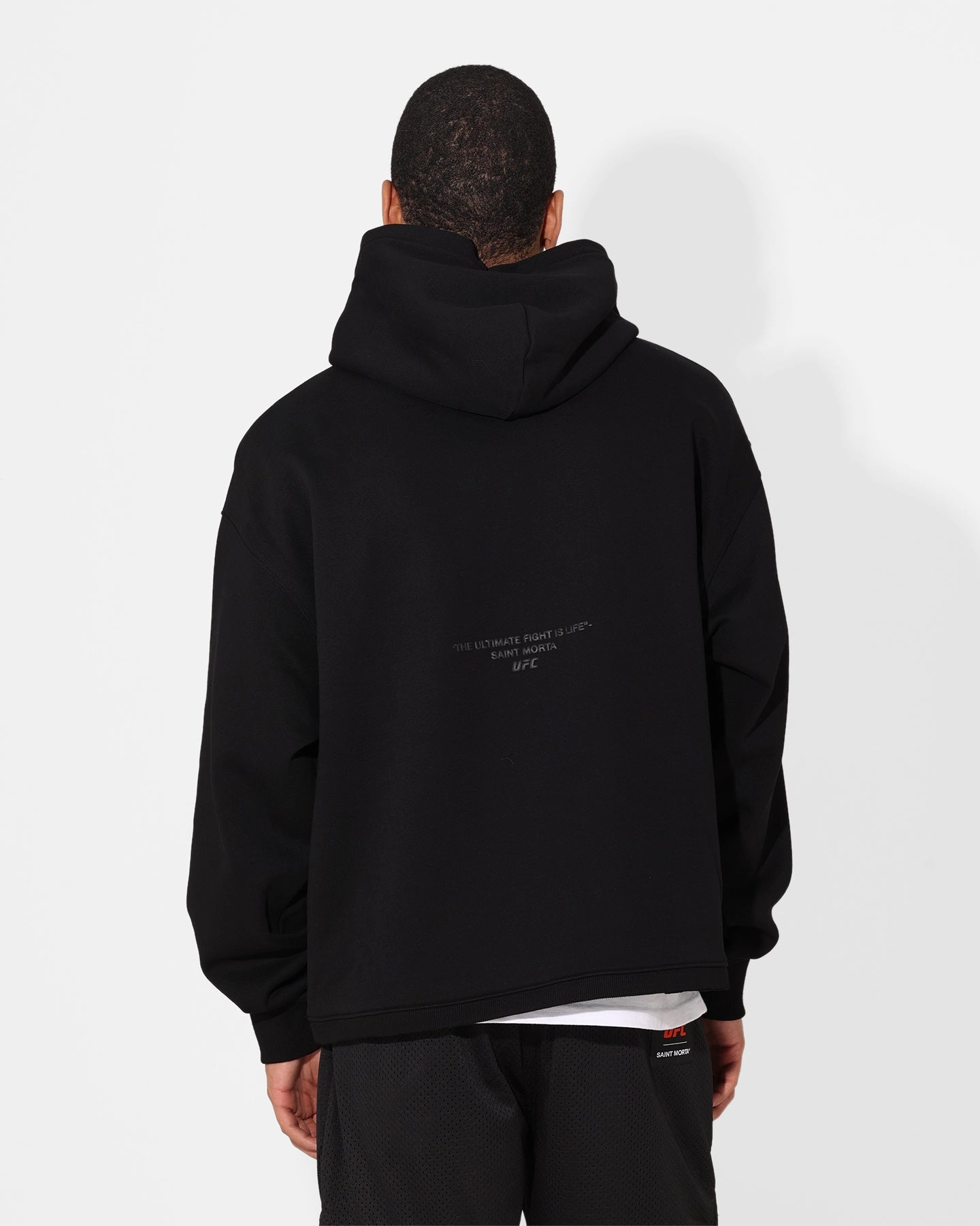 Saint Morta X UFC Boxy Premium Hoodie Black/Black suitable for solo travel suitable for volunteer work