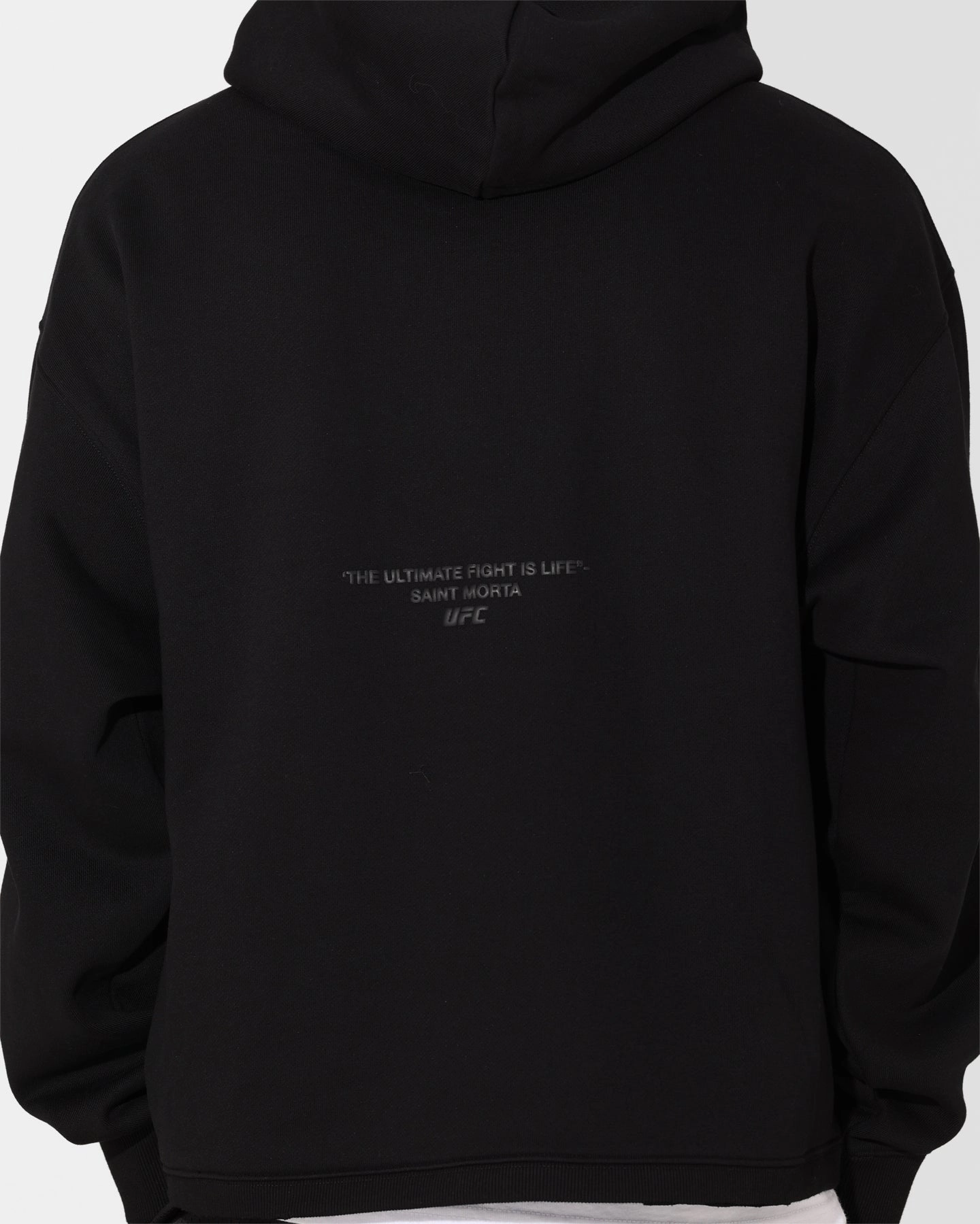 Saint Morta X UFC Boxy Premium Hoodie Black/Black Warm Outer Layer Streetwear Style