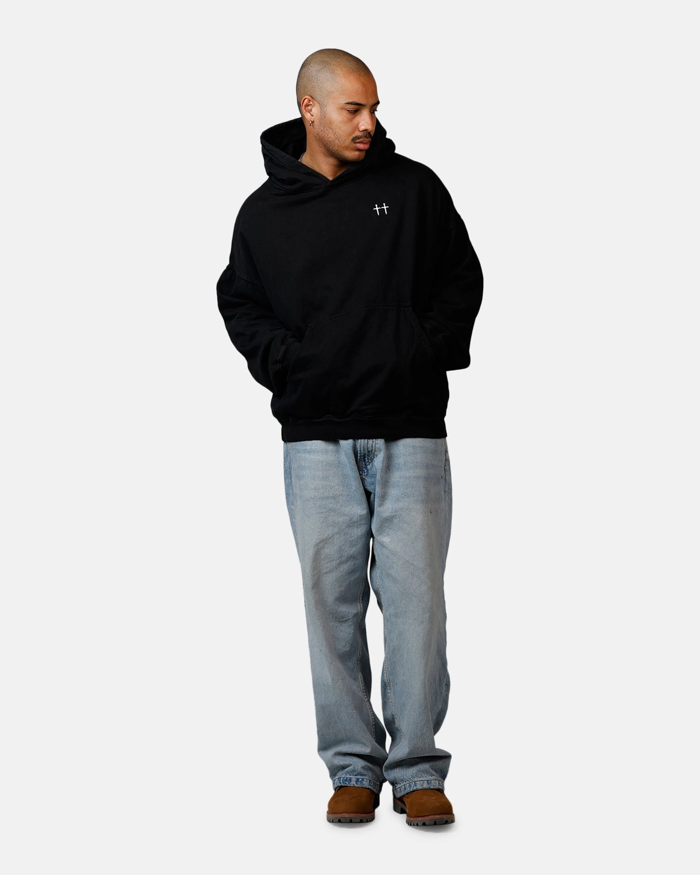 TearResistant Ripstop Nylon Static Resistant Saint Morta Ye Old Boxy Hoodie Black