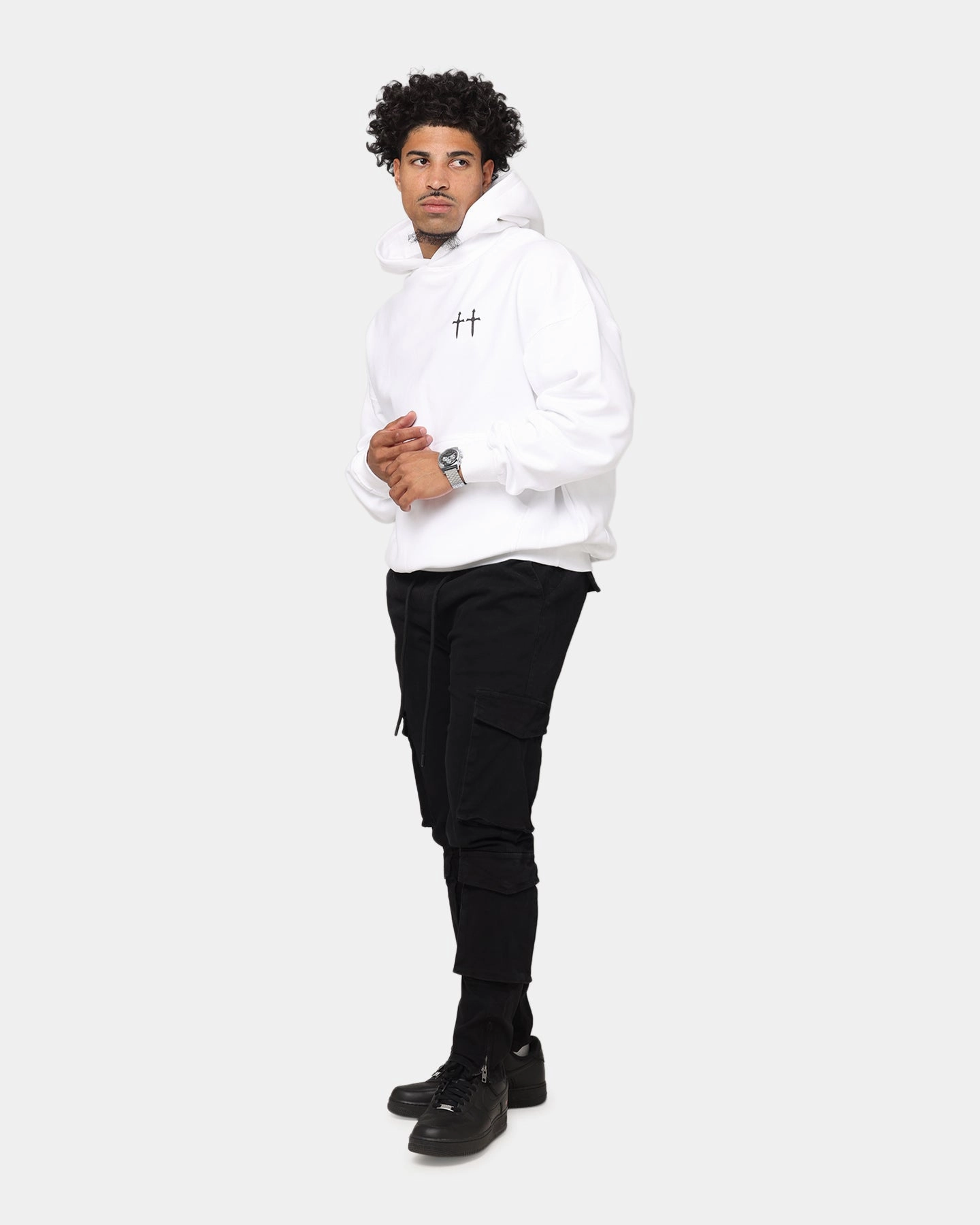 suitable for group activities Patch Saint Morta Ye Old Boxy Hoodie White