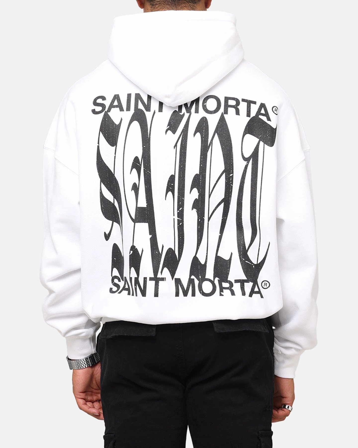 Plus Size Outdoor Active Saint Morta Ye Old Boxy Hoodie White